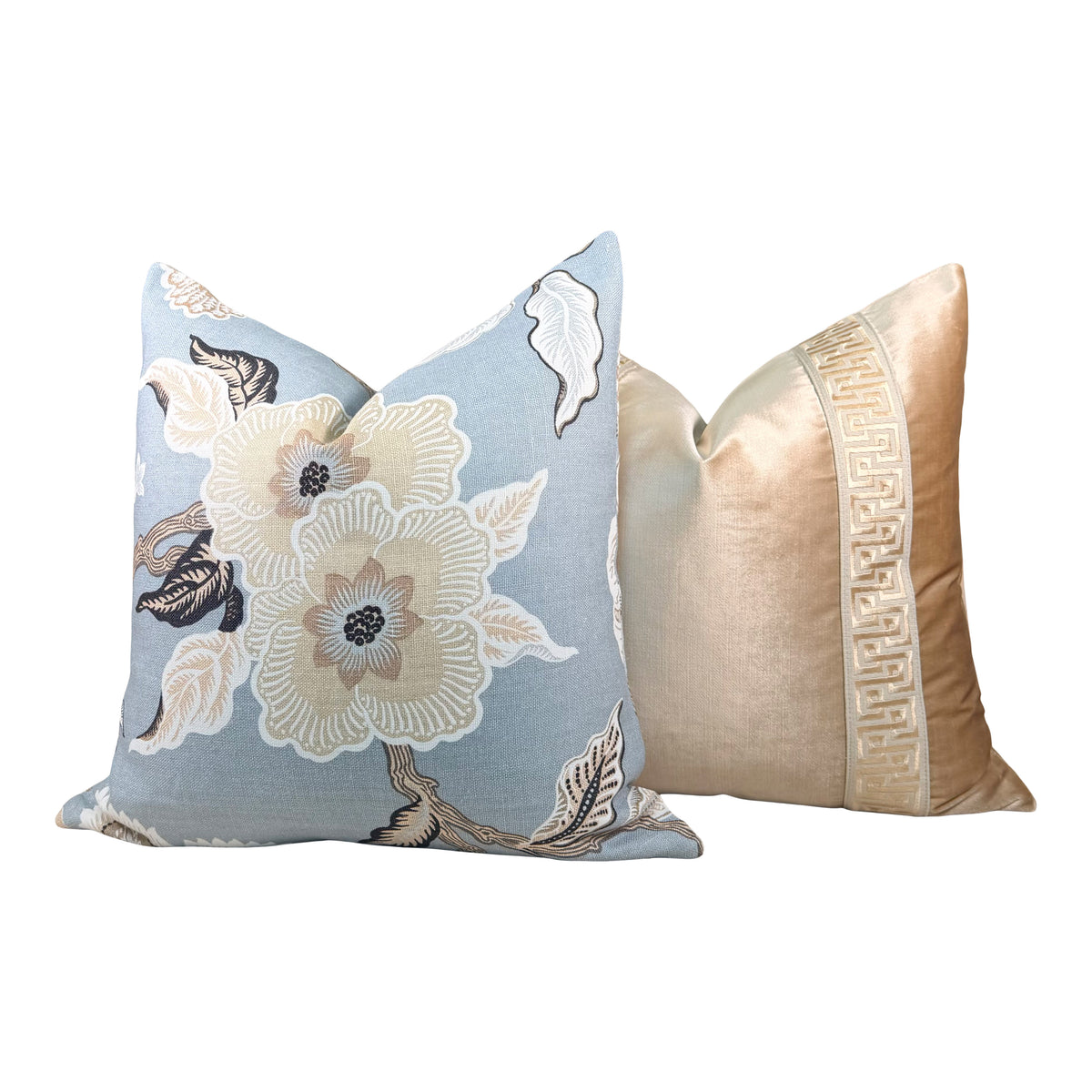 Schumacher Hothouse Linen Floral Pillow - Mineral