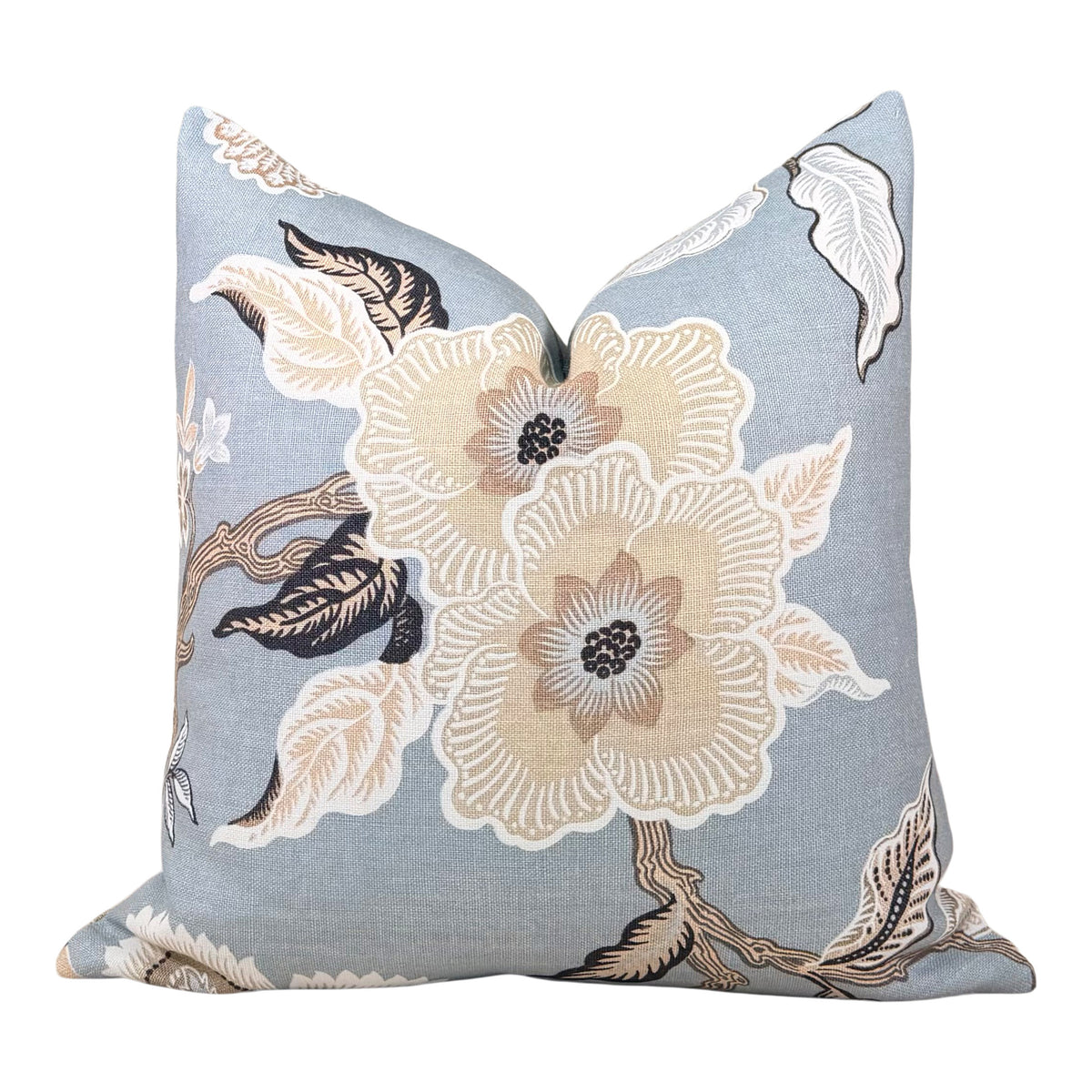 Schumacher Hothouse Linen Floral Pillow - Mineral