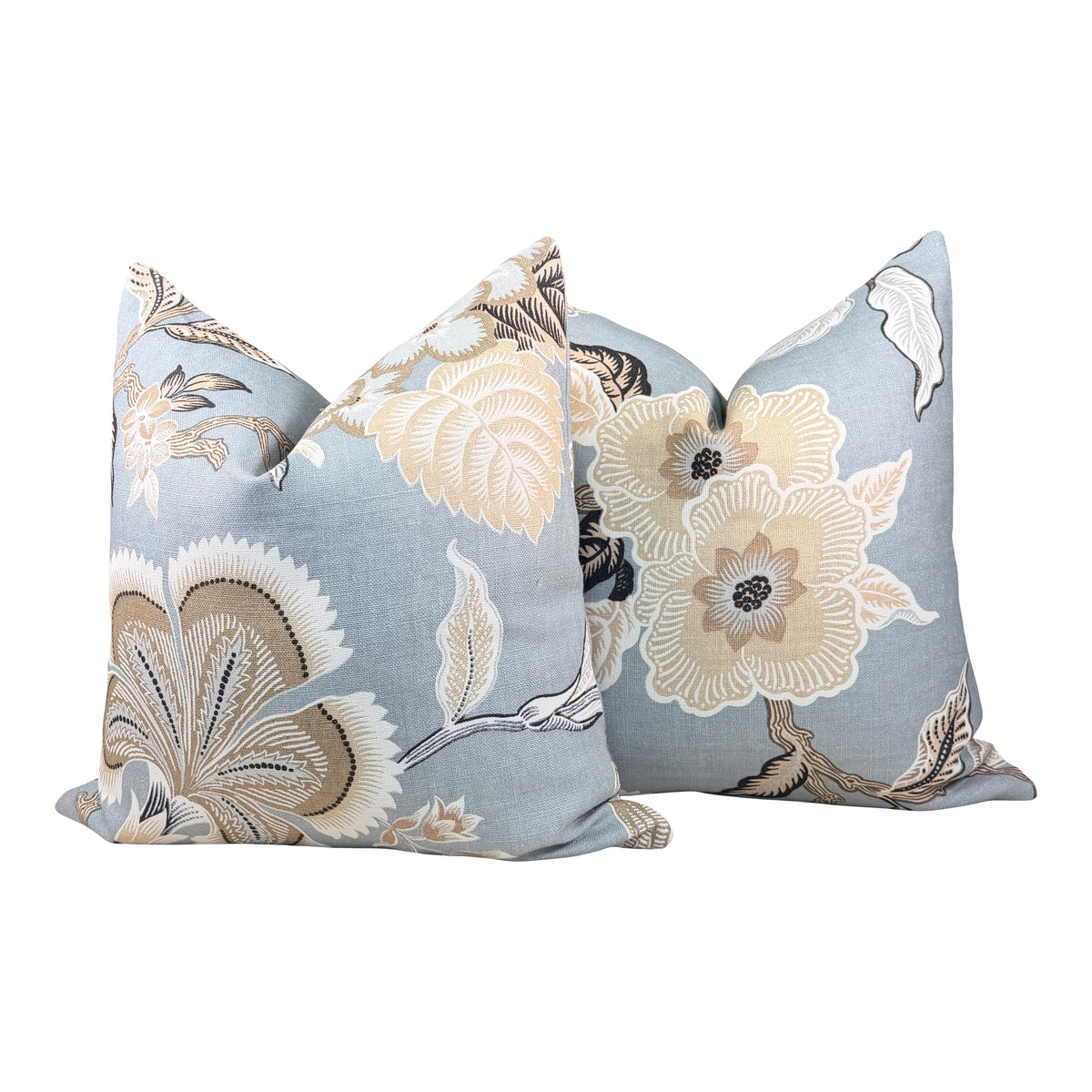 Schumacher Hothouse Linen Floral Pillow - Mineral