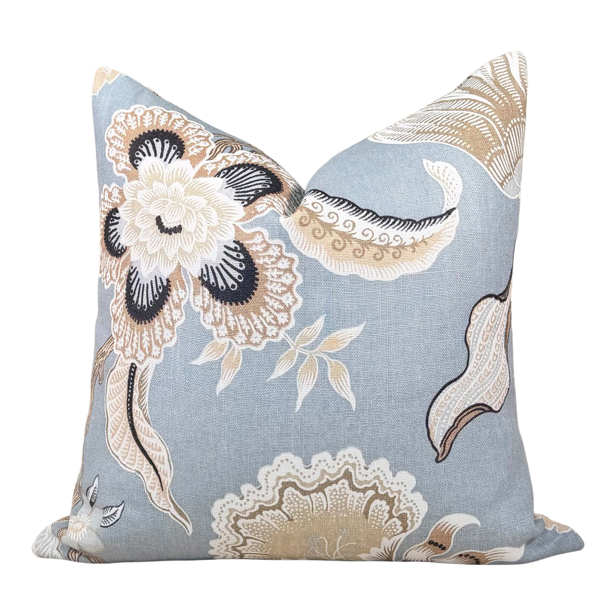 Schumacher Hothouse Linen Floral Pillow - Mineral