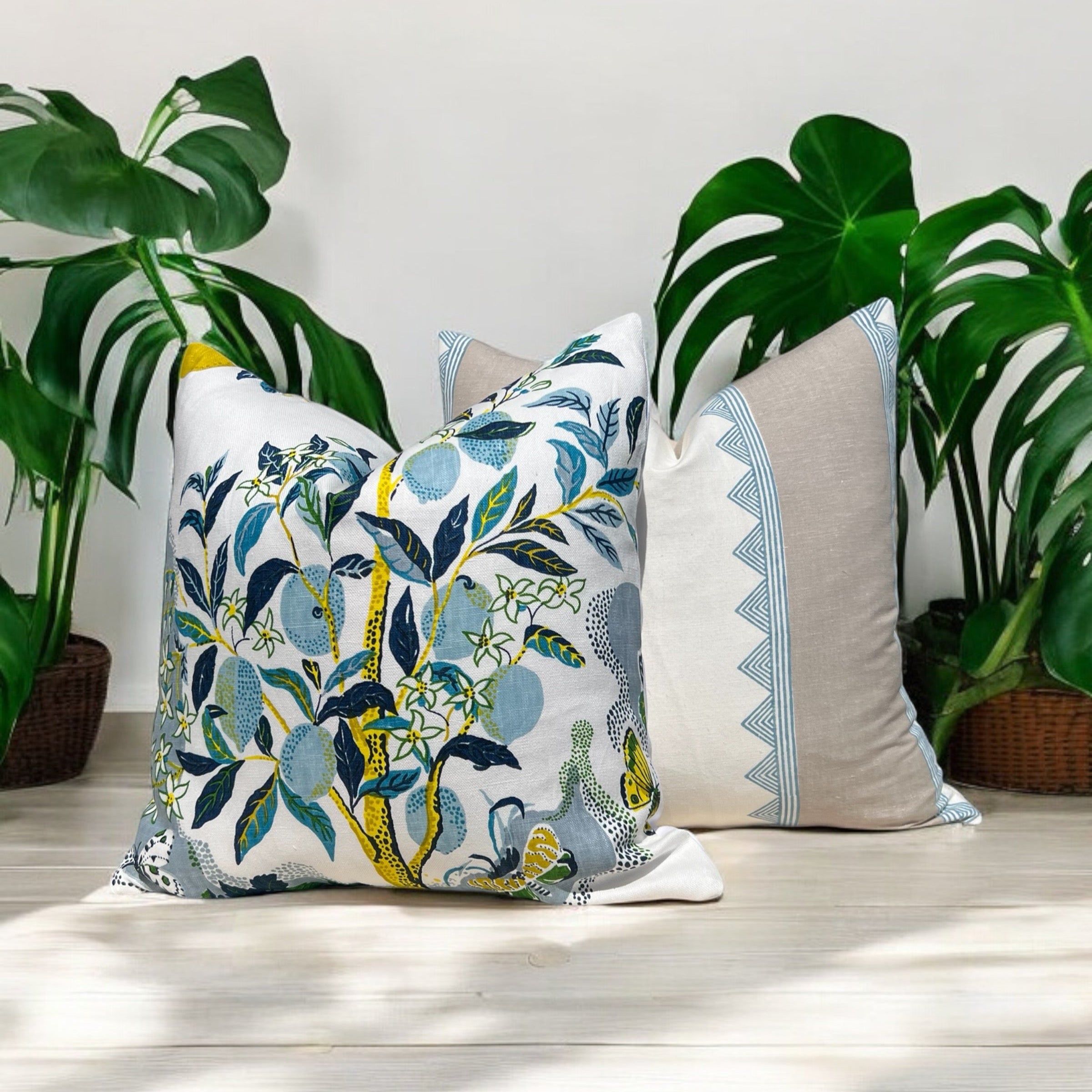 Schumacher Citrus Garden Pillow in Pool