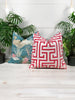 Lee Jofa Luzon Linen Pillow in Teal and Coral.