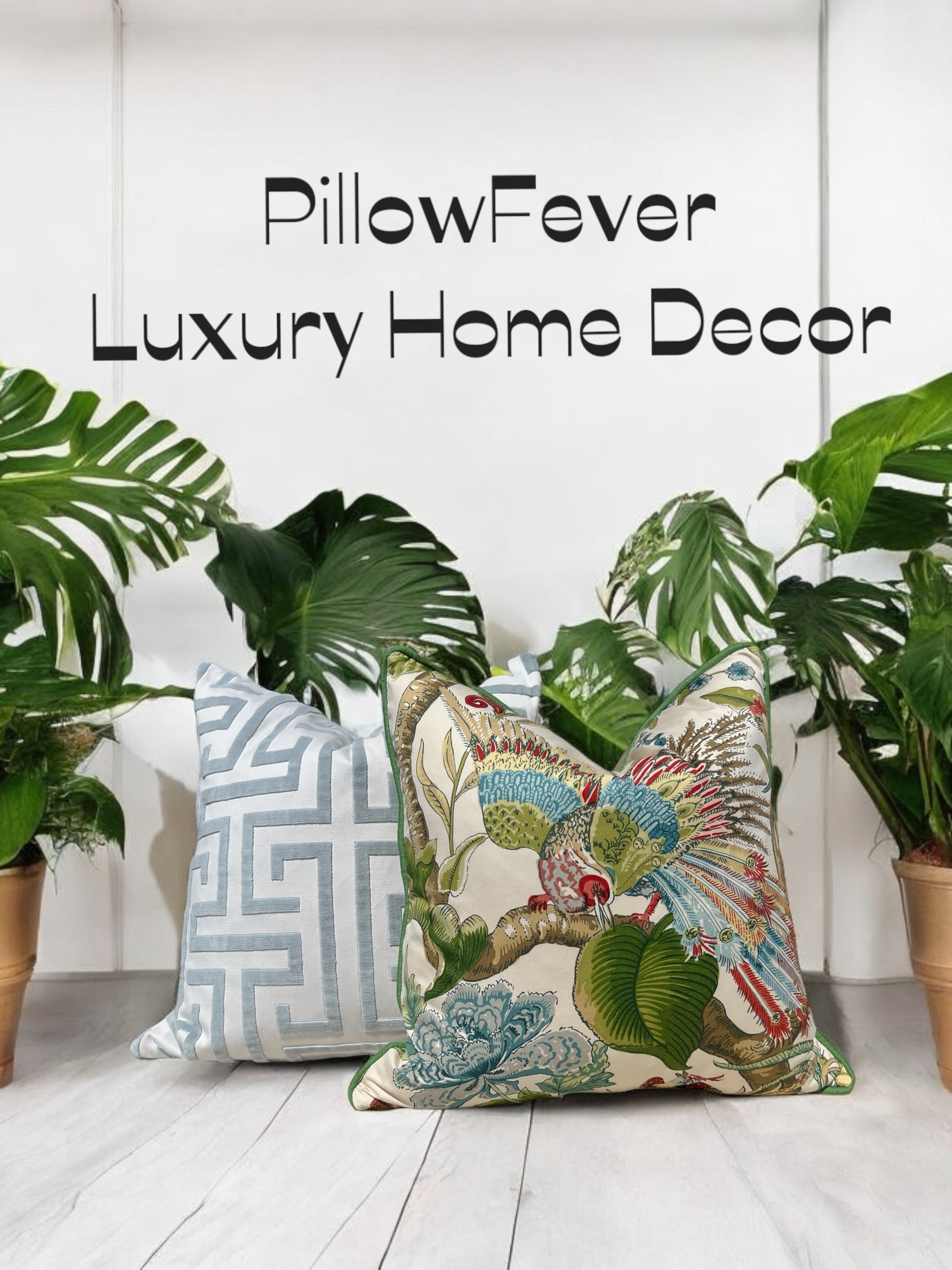 Thibaut Ming Trail Raised Velvet Pillow in Aqua Blue