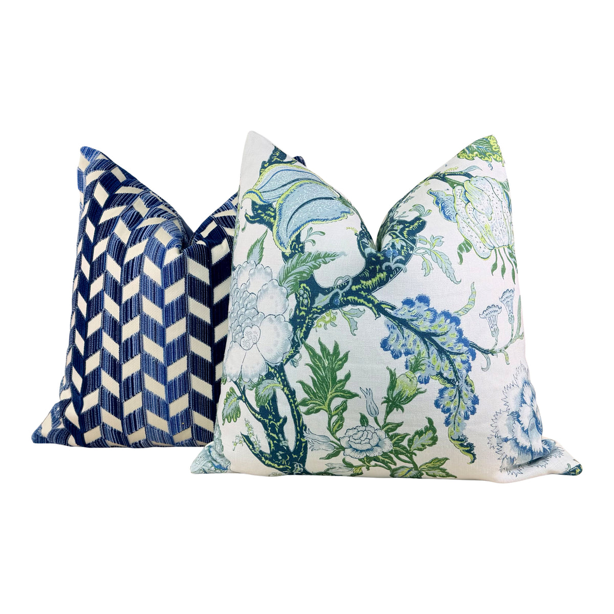 Schumacher Chevron Strié Velvet Pillow - Blue