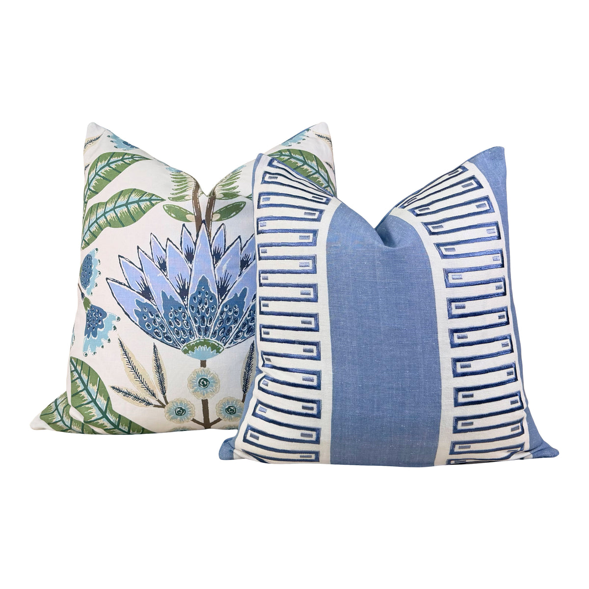Thibaut Lotus Pillow  -  Blue, Green