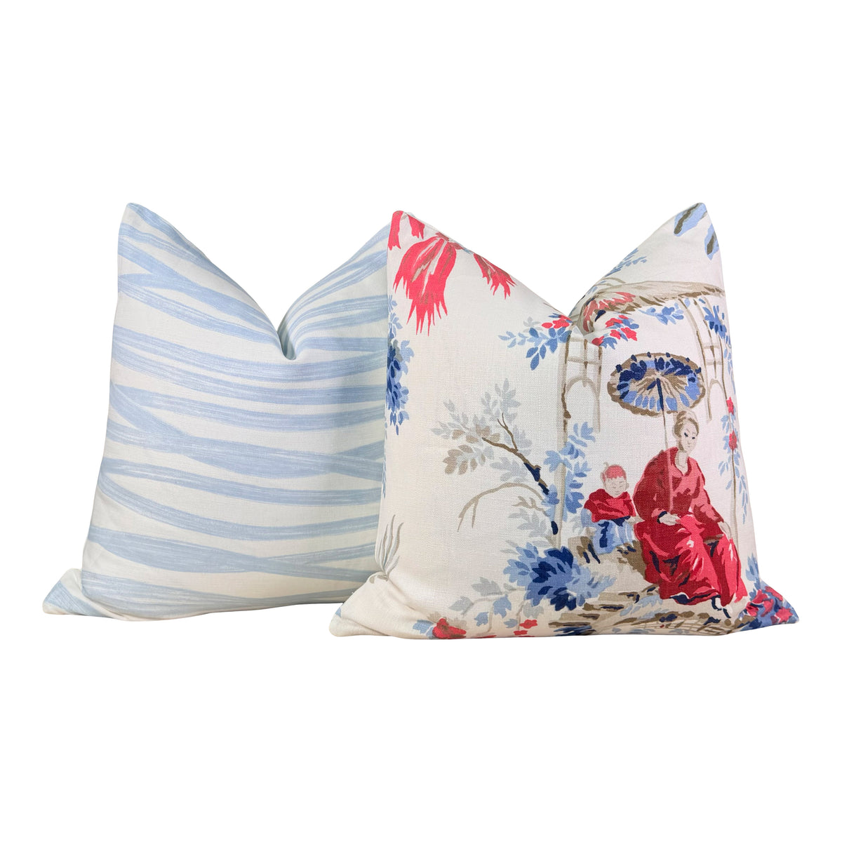 Schumacher Brushstroke Pillow - Sky Blue
