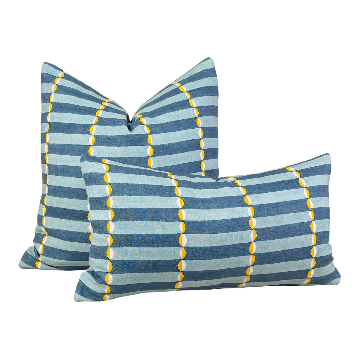Molly Mahon Luna Linen Pillow – Teal & Yellow