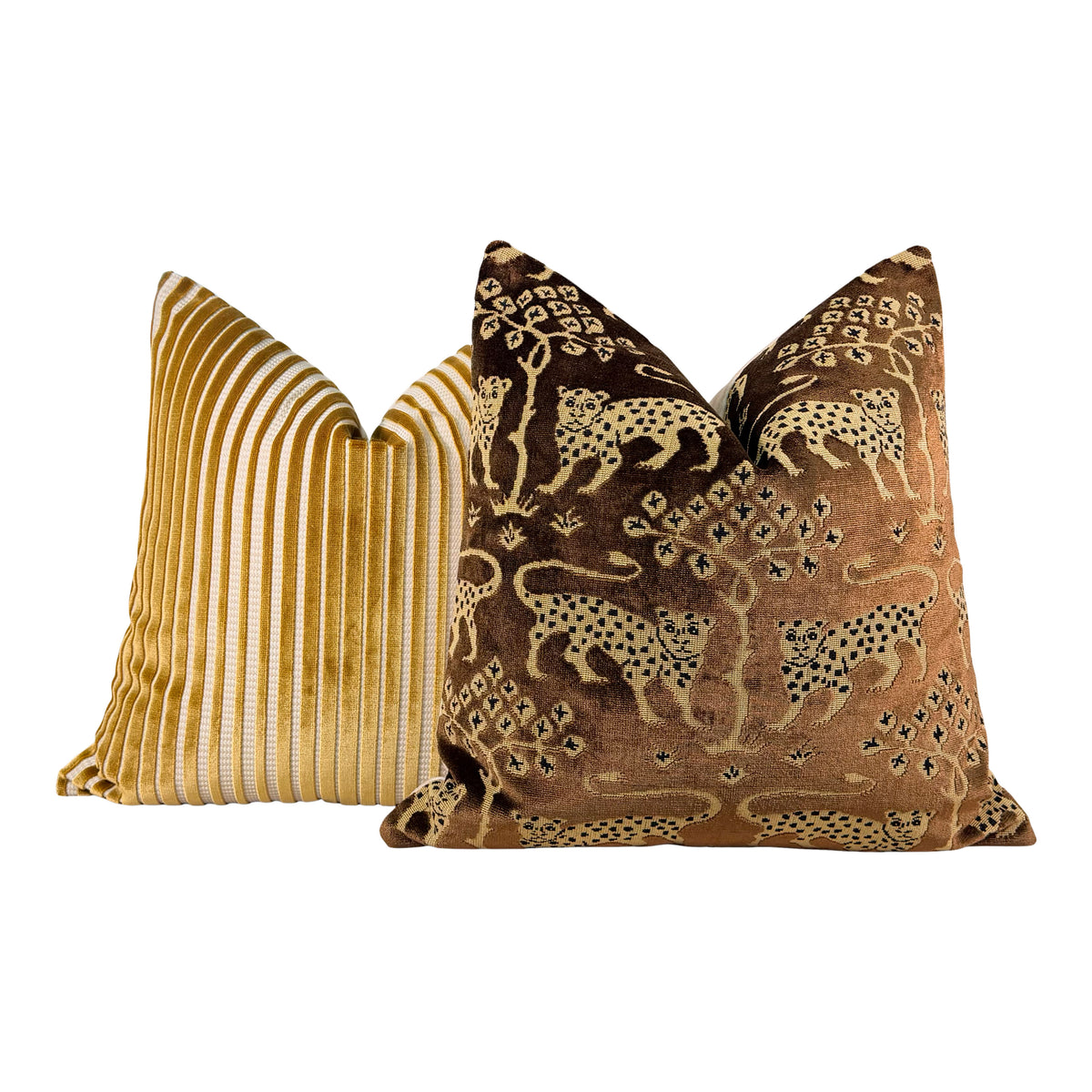 Schumacher Woodland Velvet Pillow - Sepia