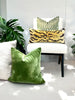 Schumacher Vanderbilt Velvet Pillow in Lettuce Green.