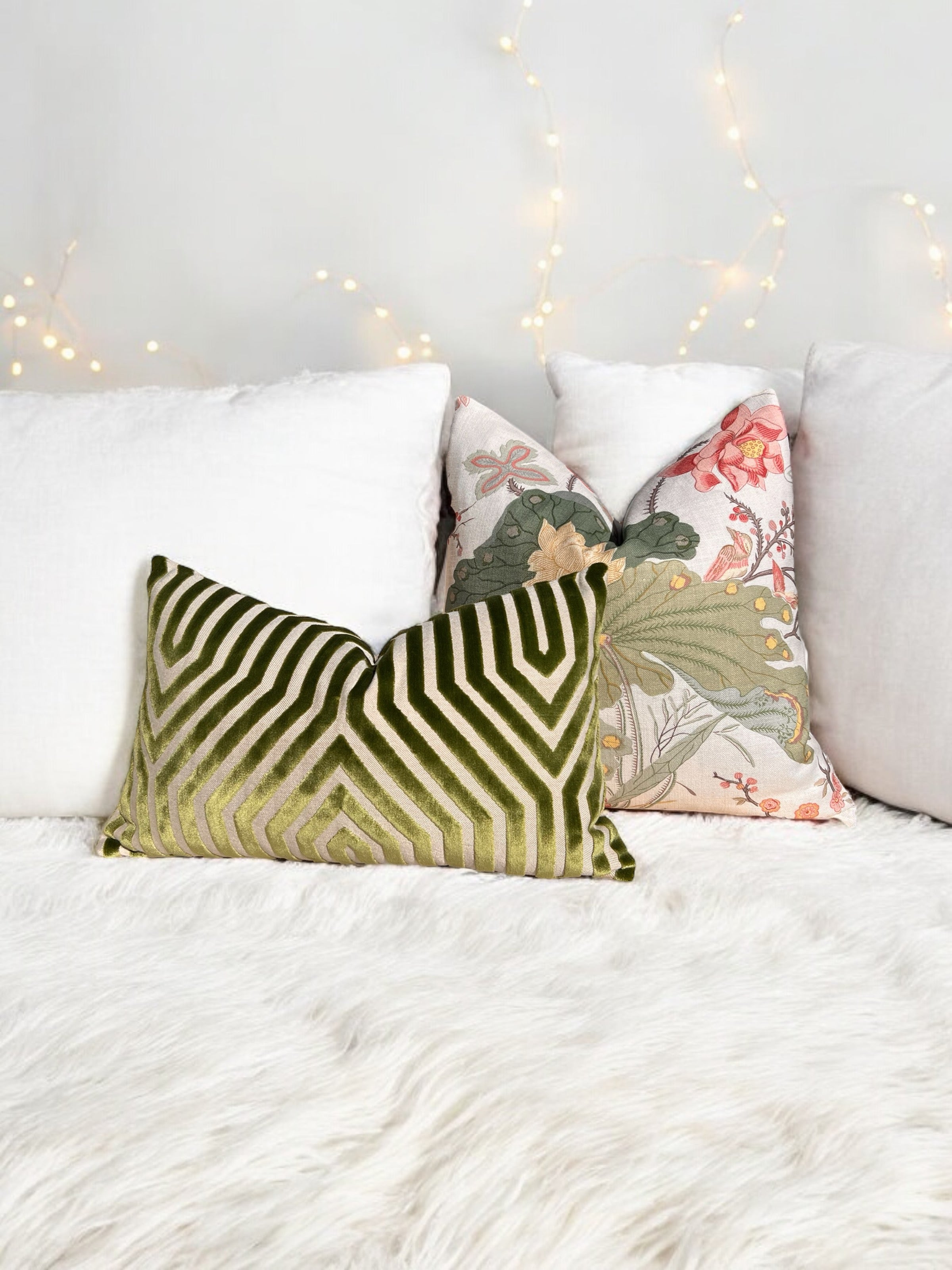 Schumacher Vanderbilt Velvet Pillow in Lettuce Green.