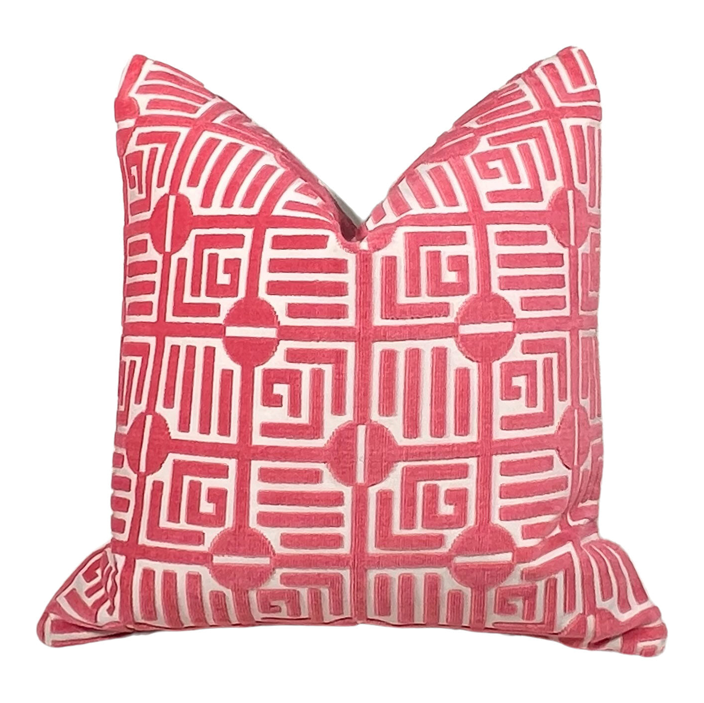 Thibaut Labyrinth Velvet Pillow in Coral.