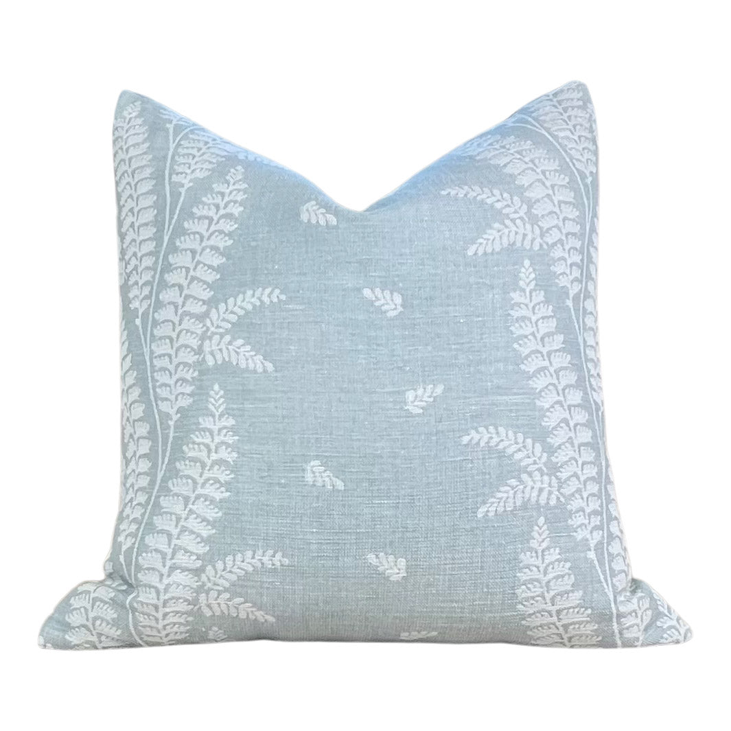 Thibaut Ensbury Fern Woven Pillow in Soft Blue.