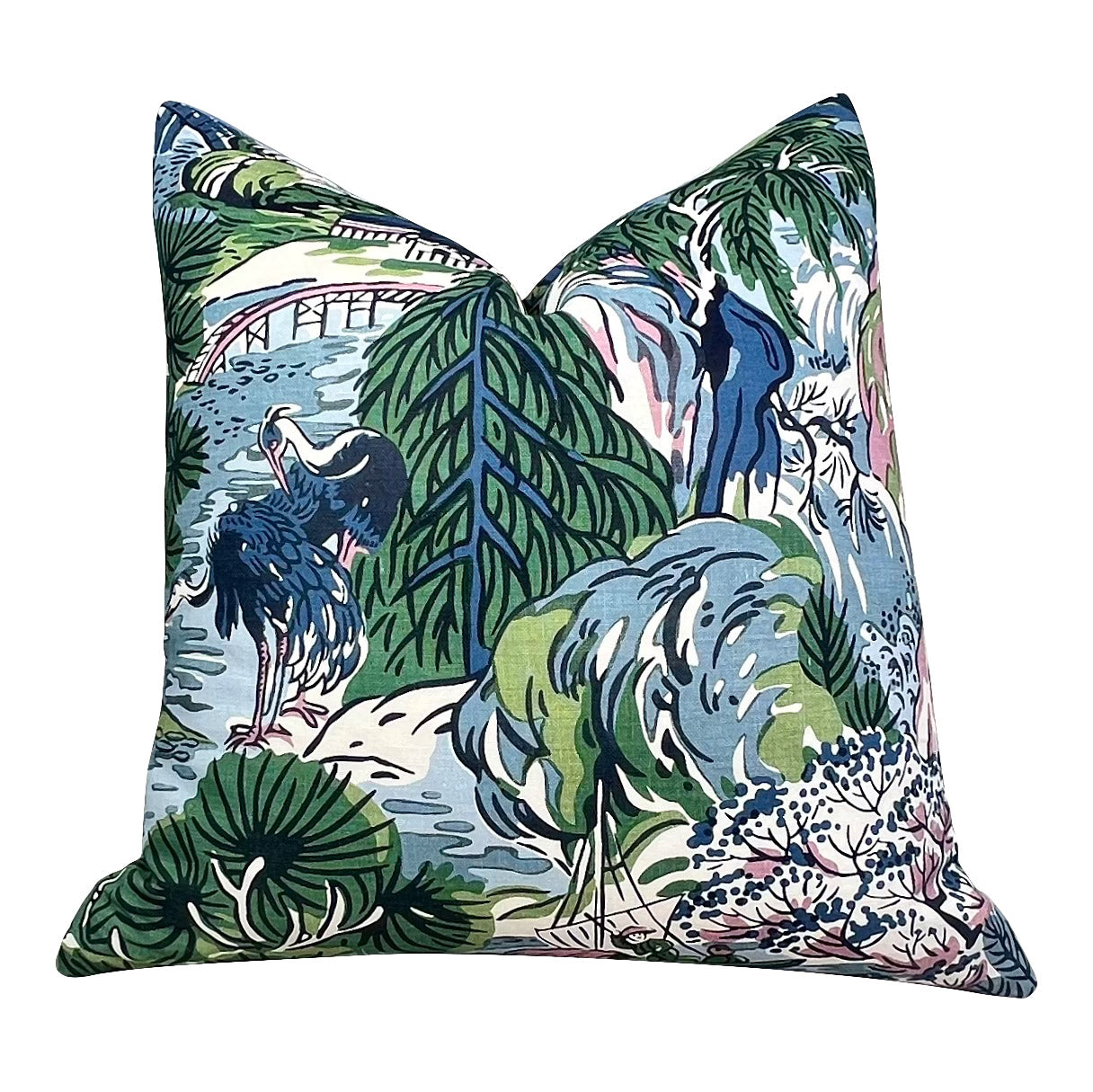 Thibaut Pagoda Trees Cover in Blue and Lavender