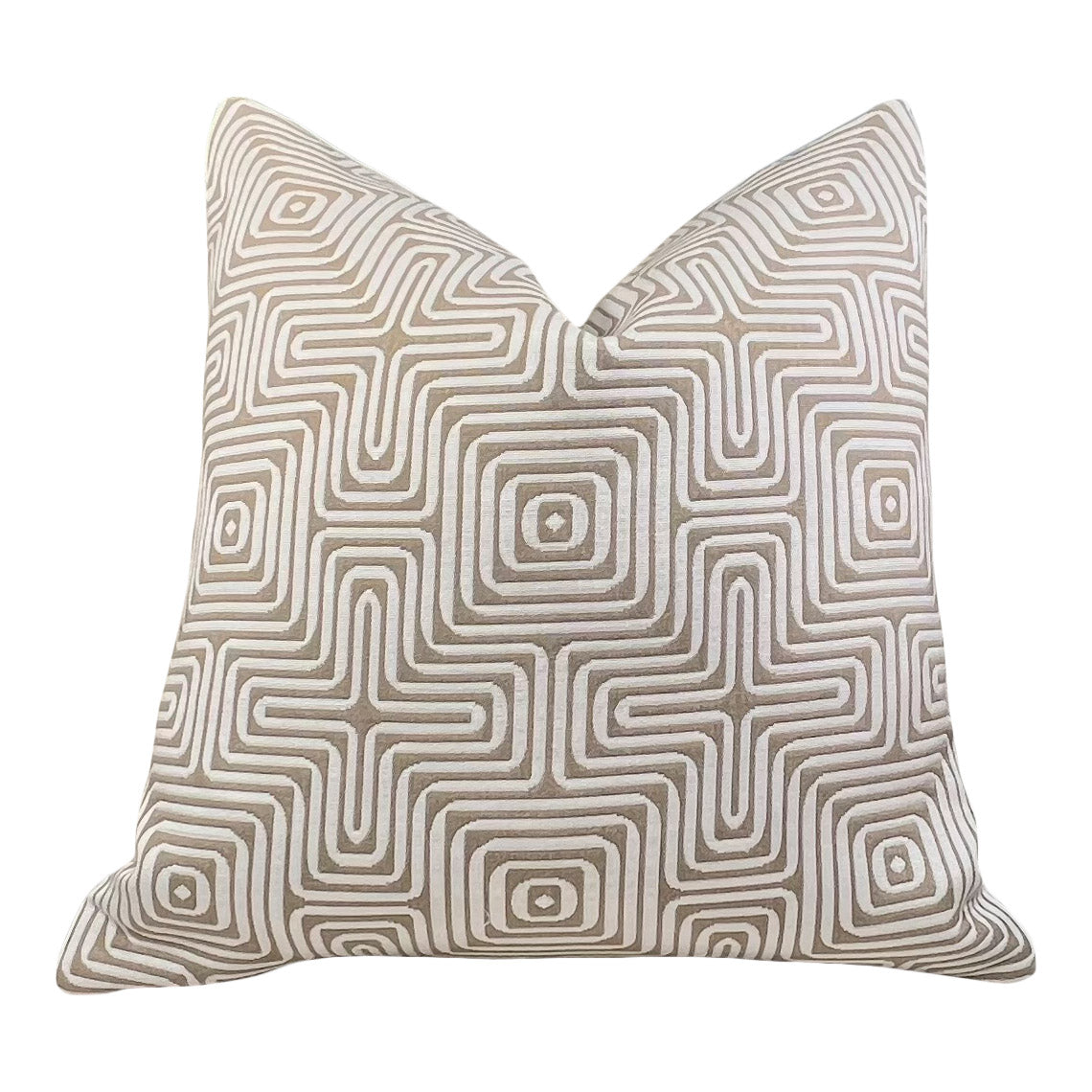 Schumacher Amazing Maze Indoor/Outdoor Decorative Pillow in Sand