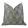 Schumacher Avila Embroidered Pillow in Black, Cream.
