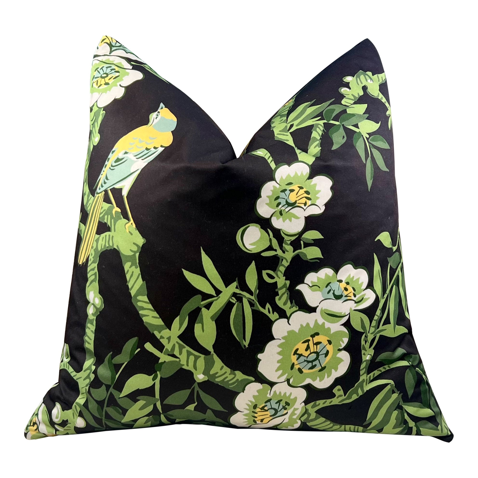 Thibaut Yukio Cotton Pillow in Black and Green.
