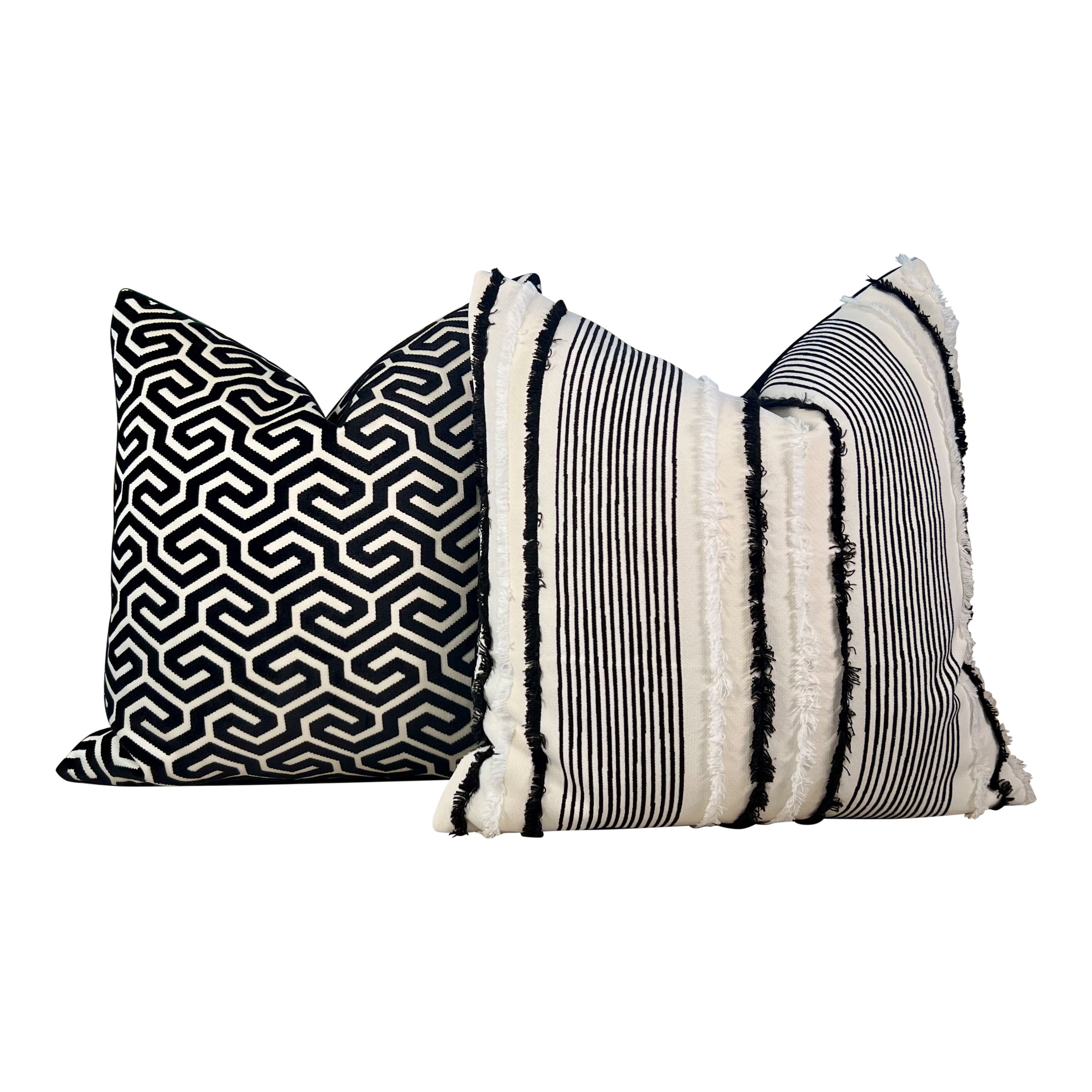 Schumacher Billy Indoor/Outdoor Decorative Pillow Black and White.