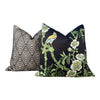 Schumacher Avila Embroidered Pillow in Black, Cream.