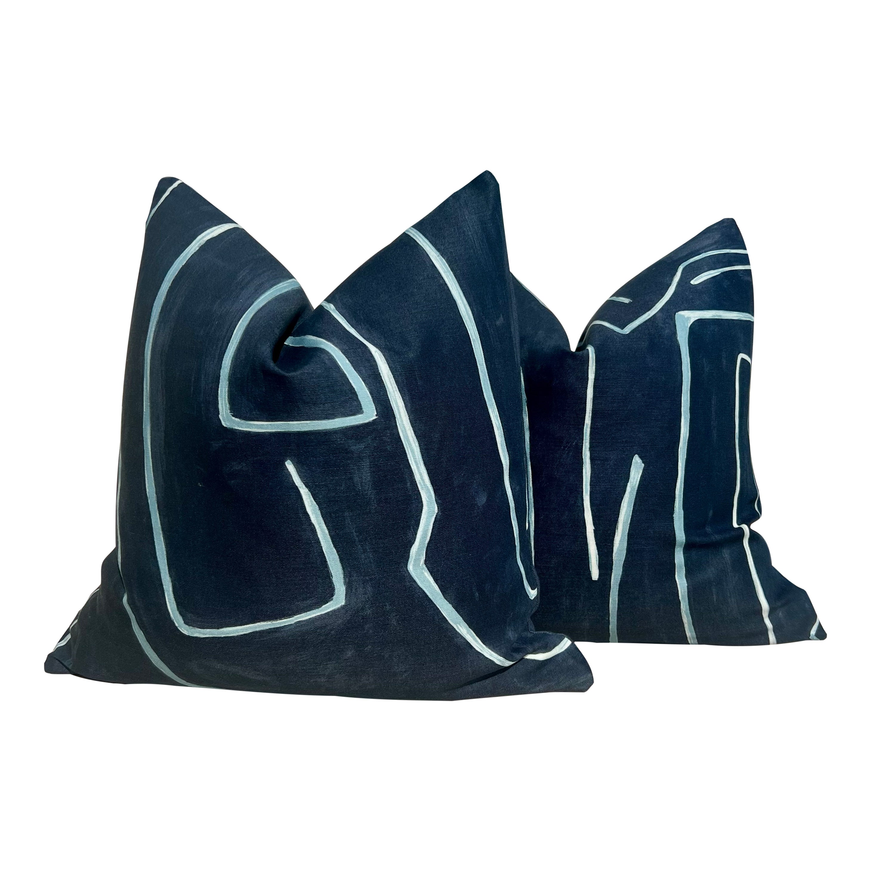 Lee Jofa Graffito Pillow in Navy