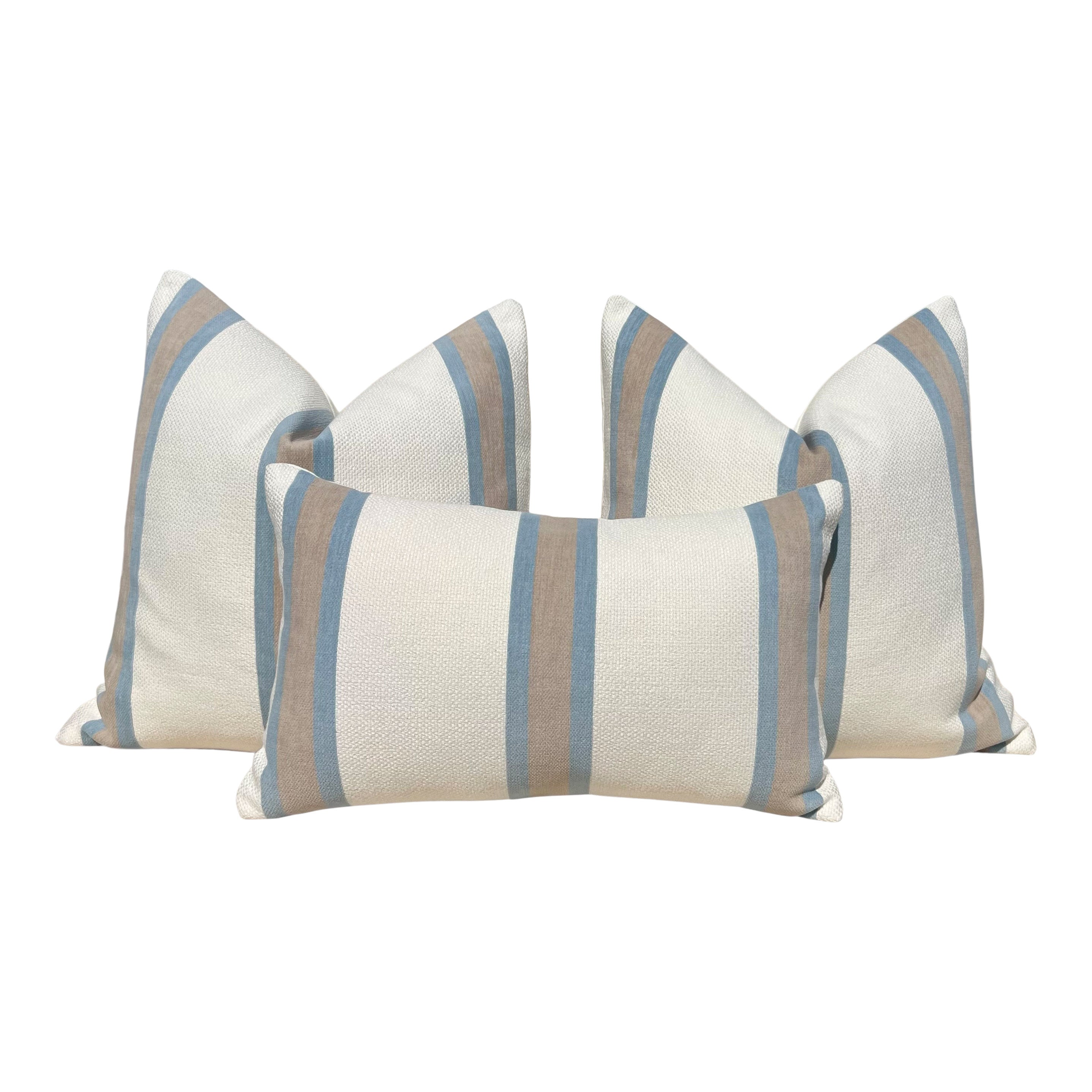Thibaut Abito Stripe Woven Pillow in Powder Blue