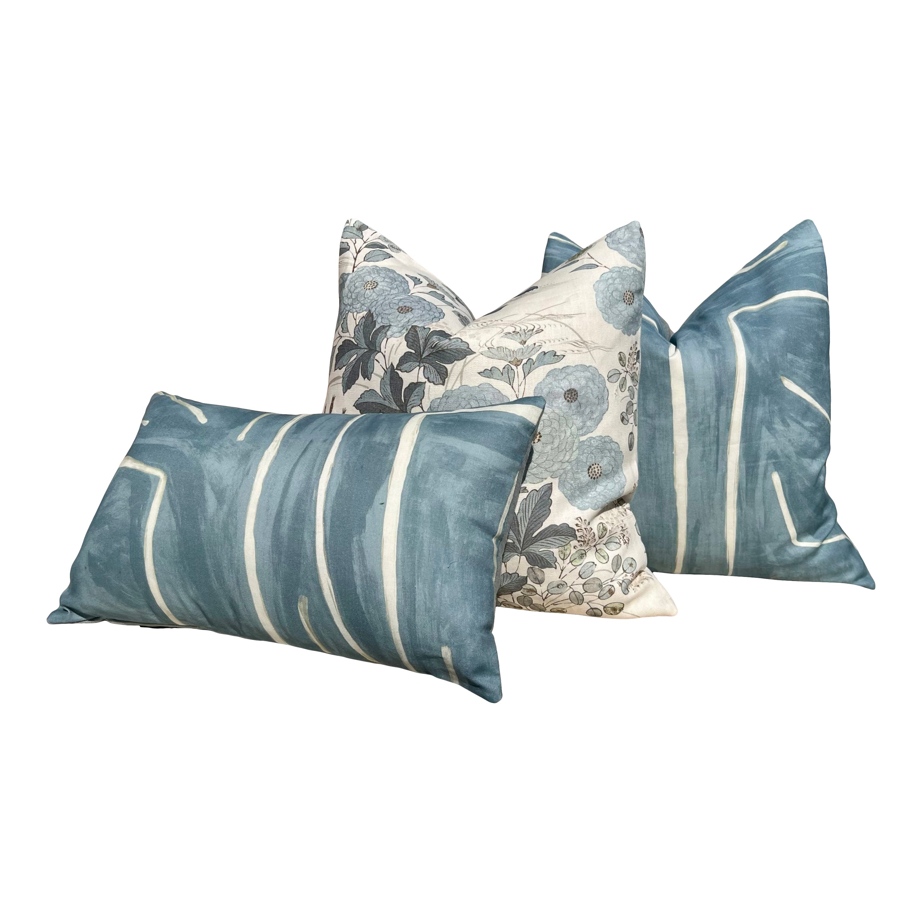 Kravet Couture Fiorella Pillow in Mineral Blue.