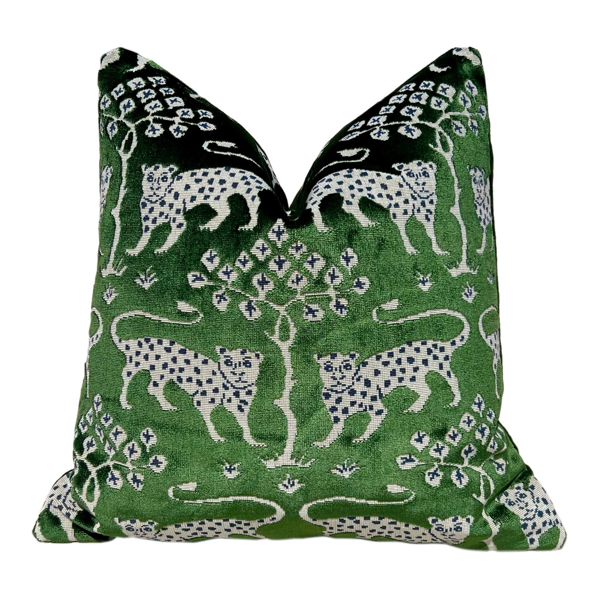 Schumacher Woodland Velvet Pillow Emerald