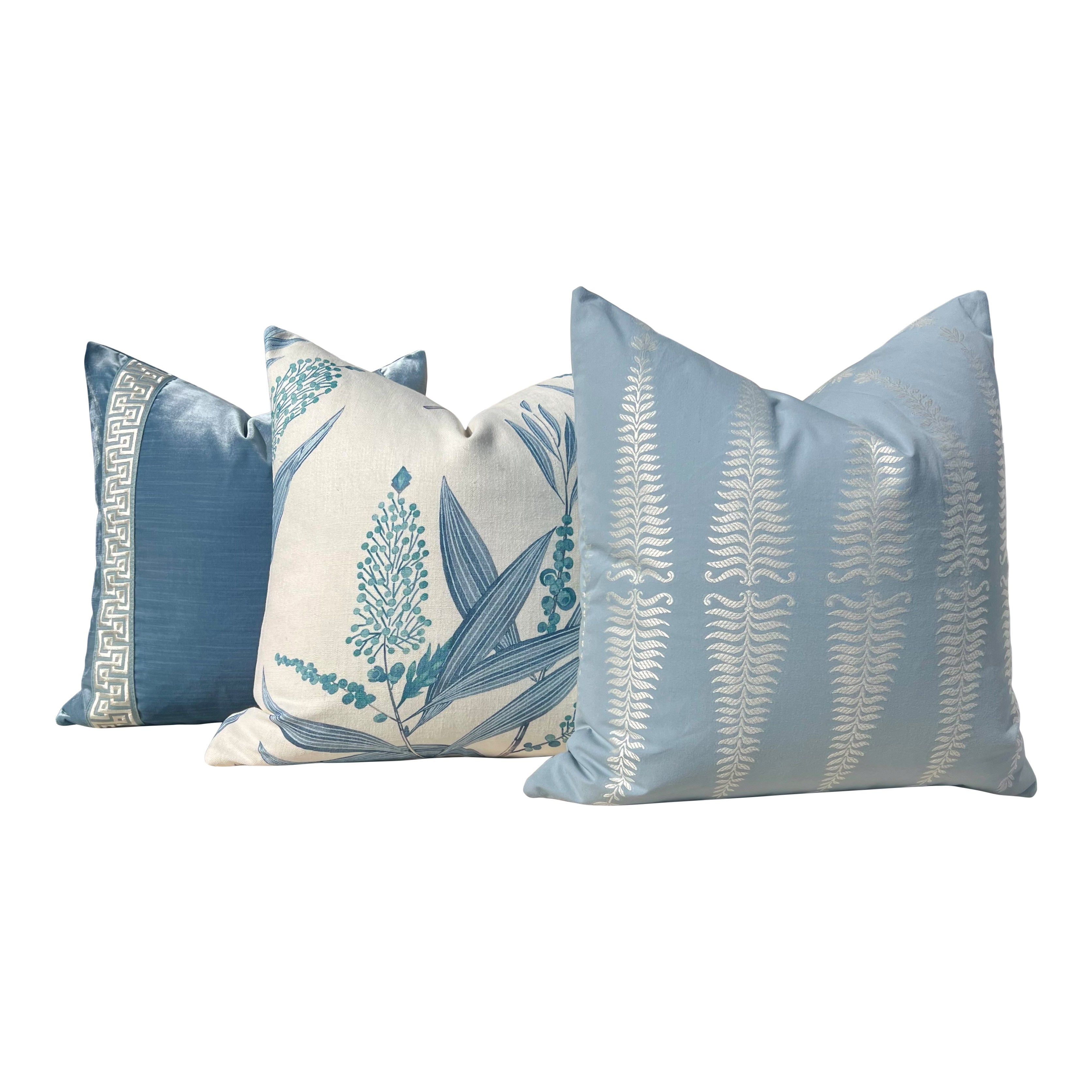 Thibaut Winter Bud Floral Pillow - Blue, White
