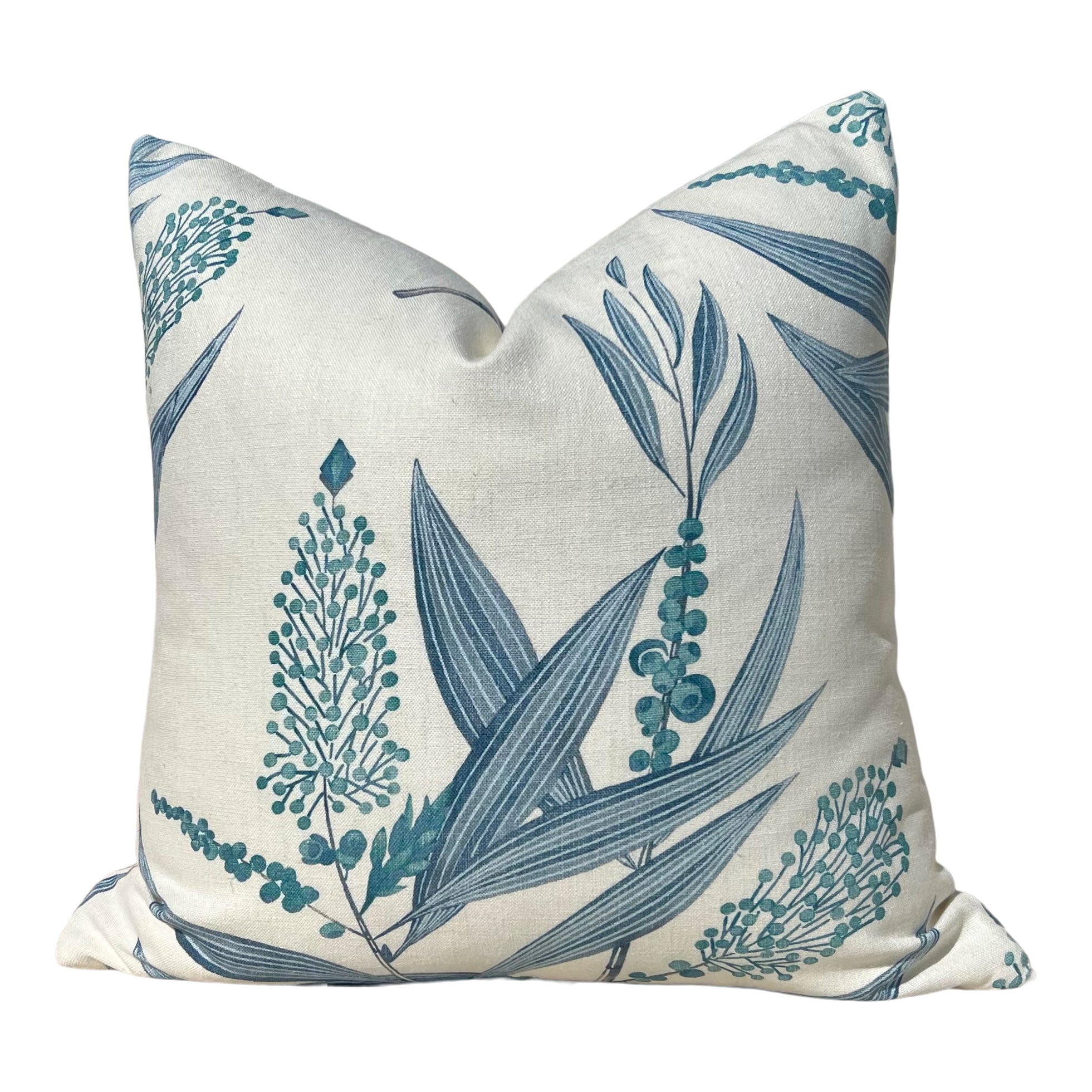 Thibaut Winter Bud Floral Pillow - Blue, White
