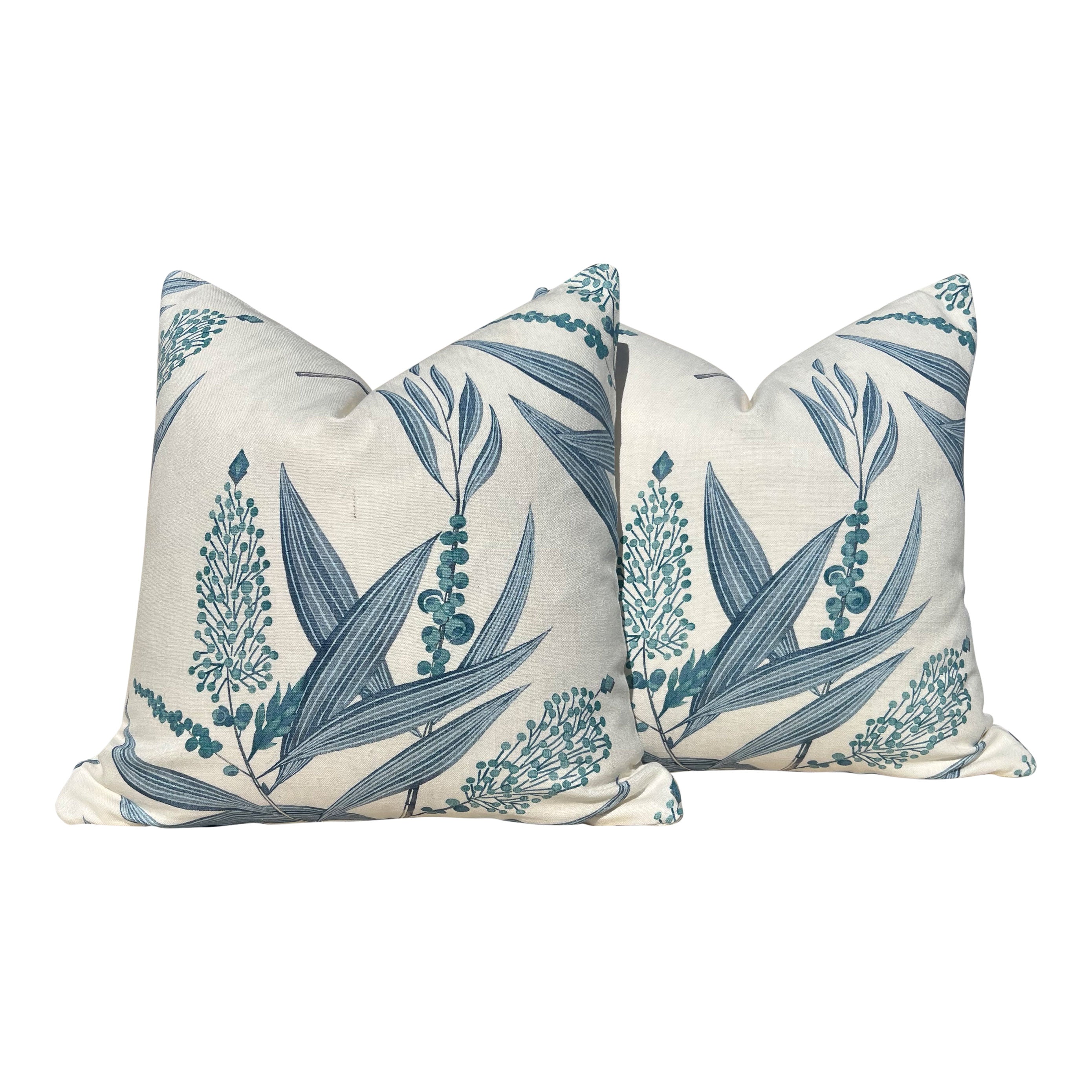 Thibaut Winter Bud Floral Pillow - Blue, White