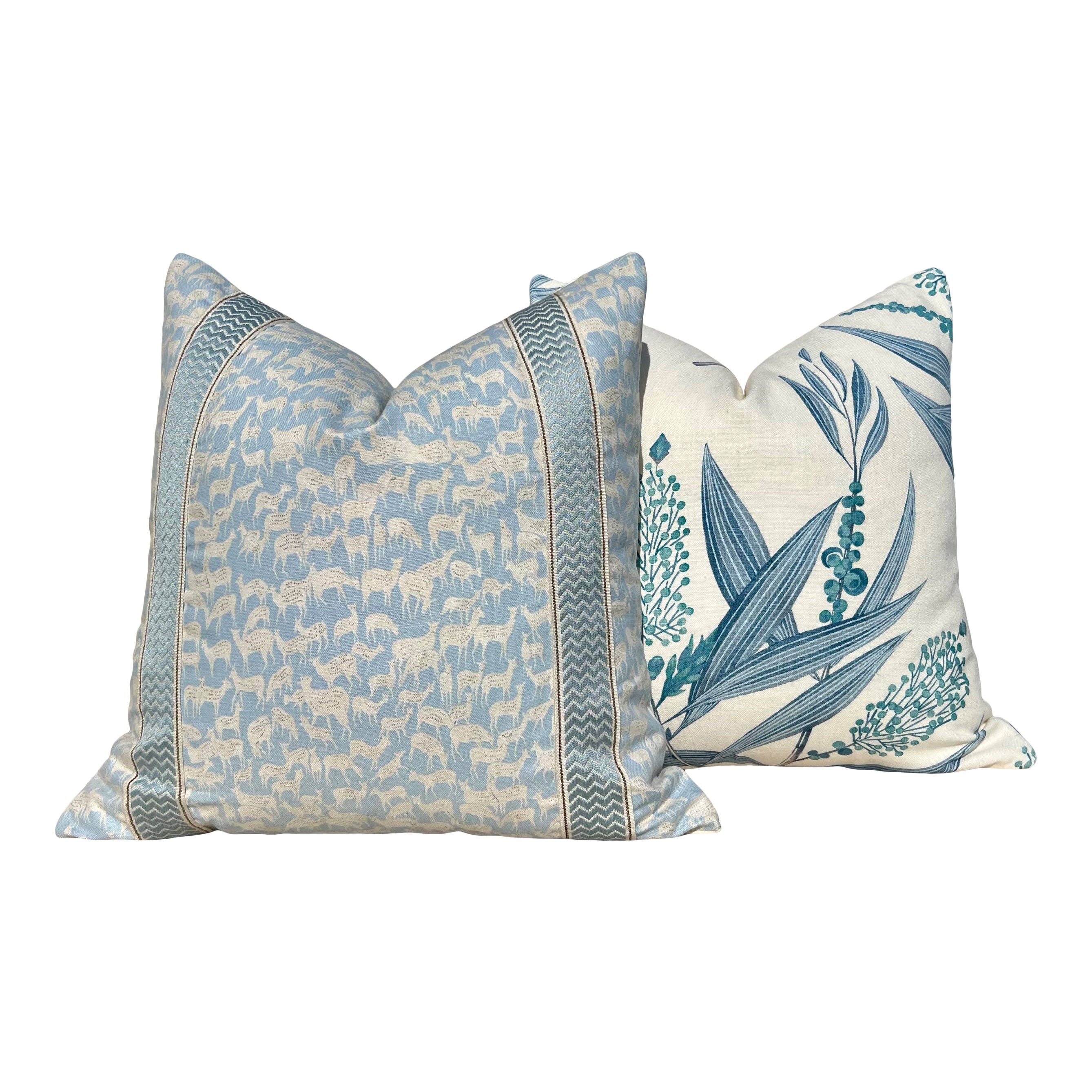 Thibaut Winter Bud Floral Pillow - Blue, White