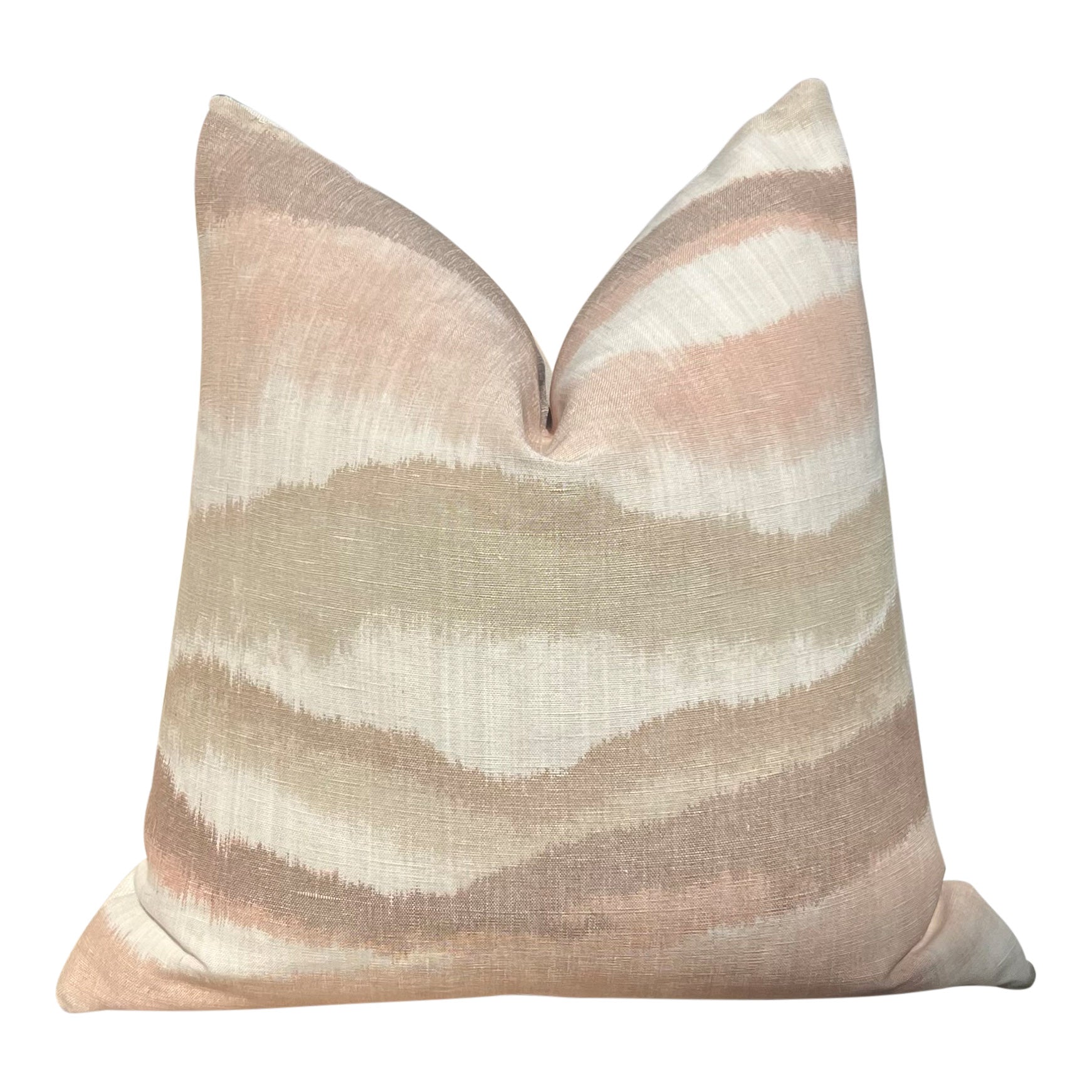 Schumacher Chandler Warp Linen  Pillow Blush, Beige