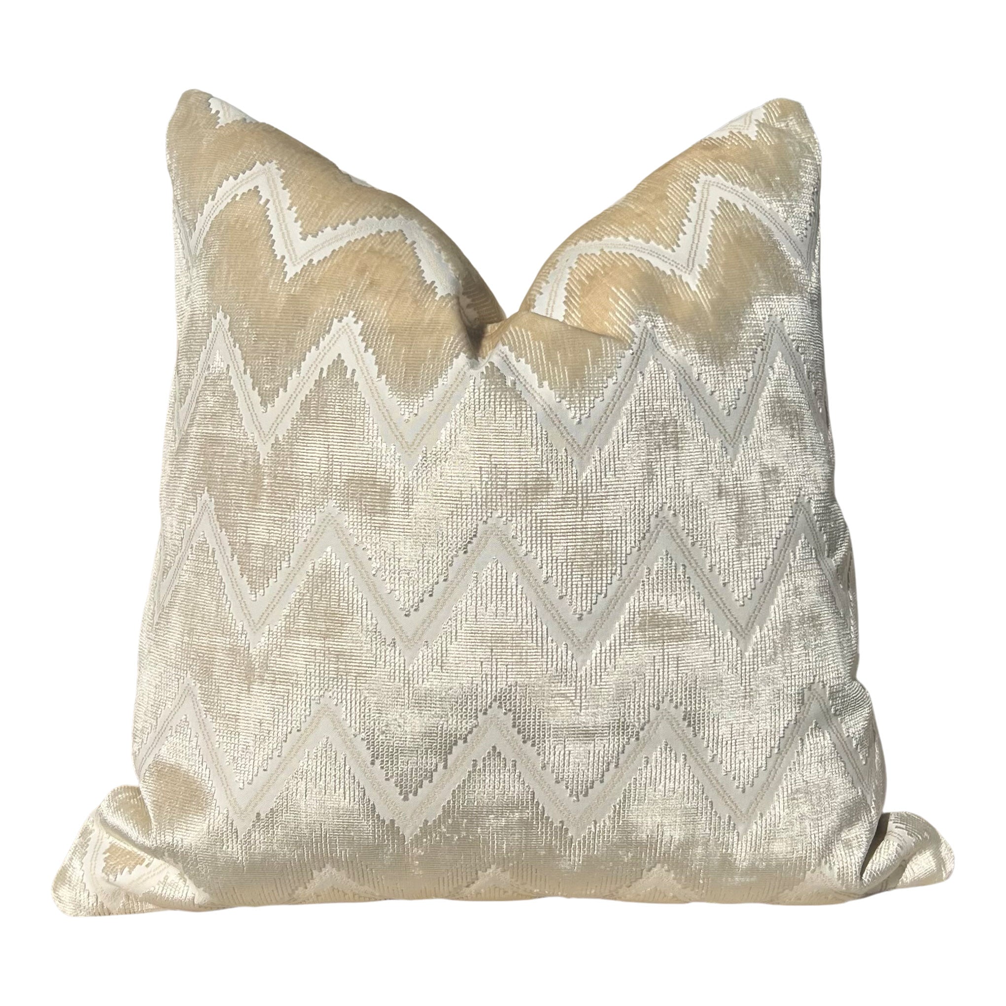 Schumacher Chevron Velvet Pillow in Champagne