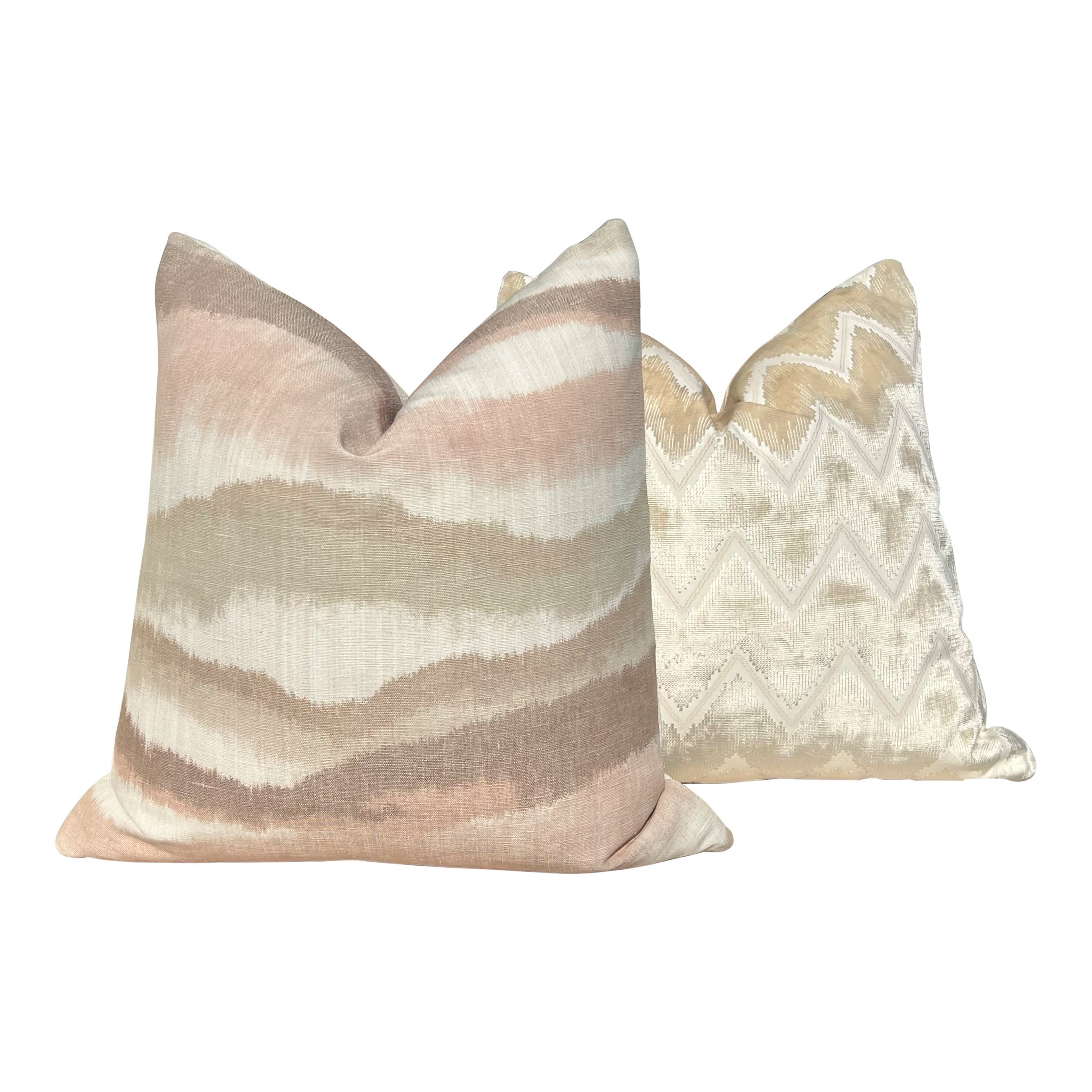 Schumacher Chevron Velvet Pillow in Champagne