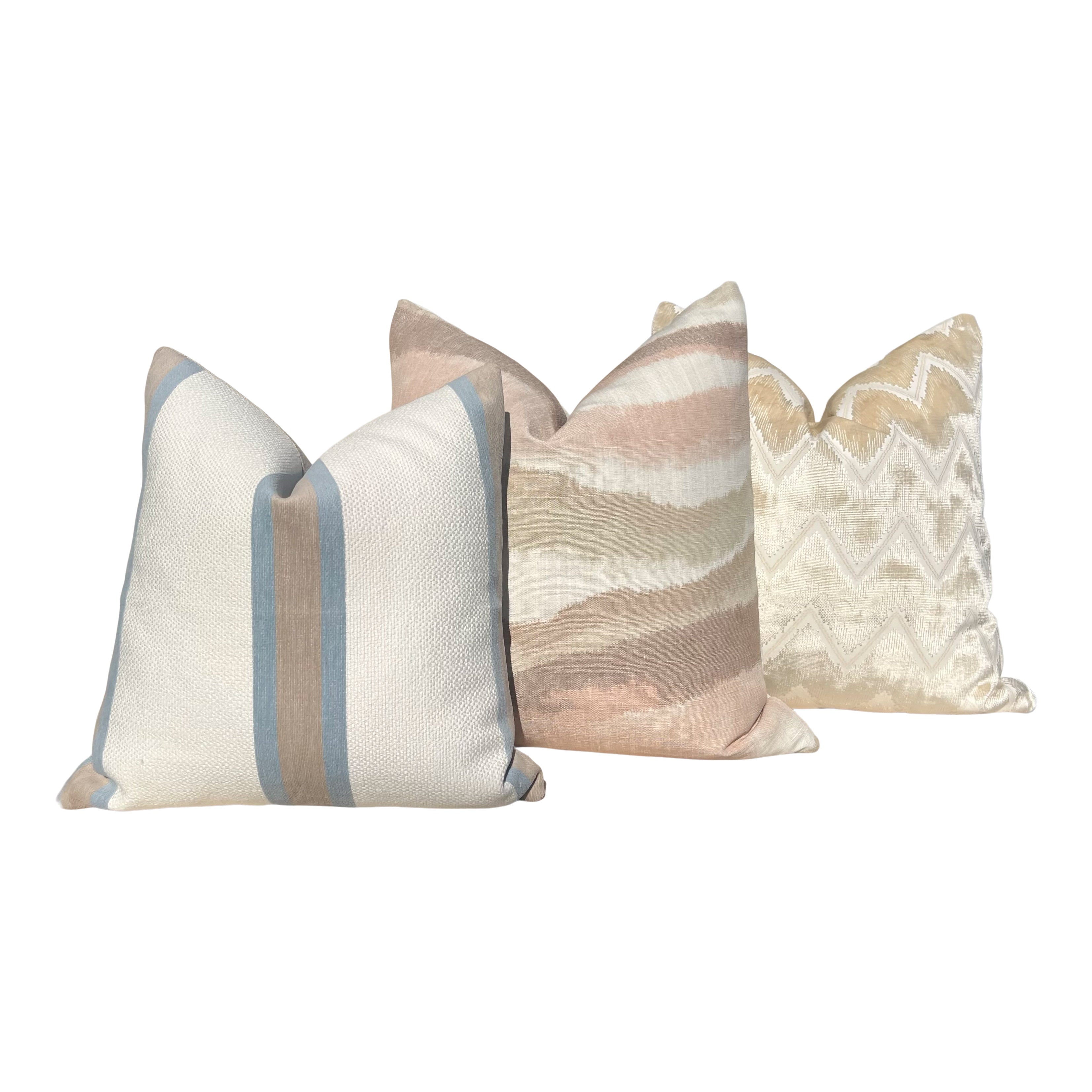 Schumacher Chandler Warp Linen  Pillow Blush, Beige