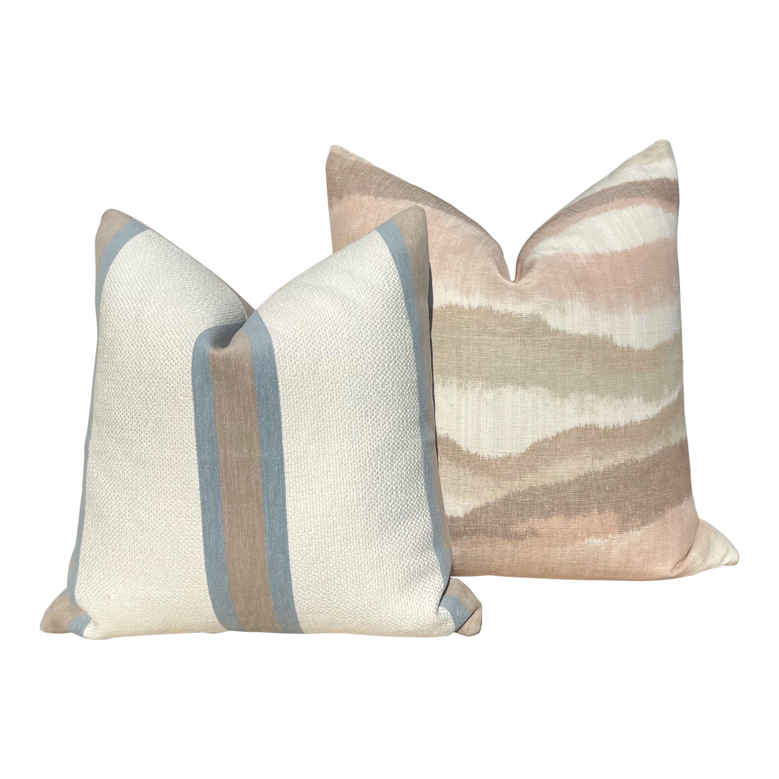 Schumacher Chandler Warp Linen  Pillow Blush, Beige