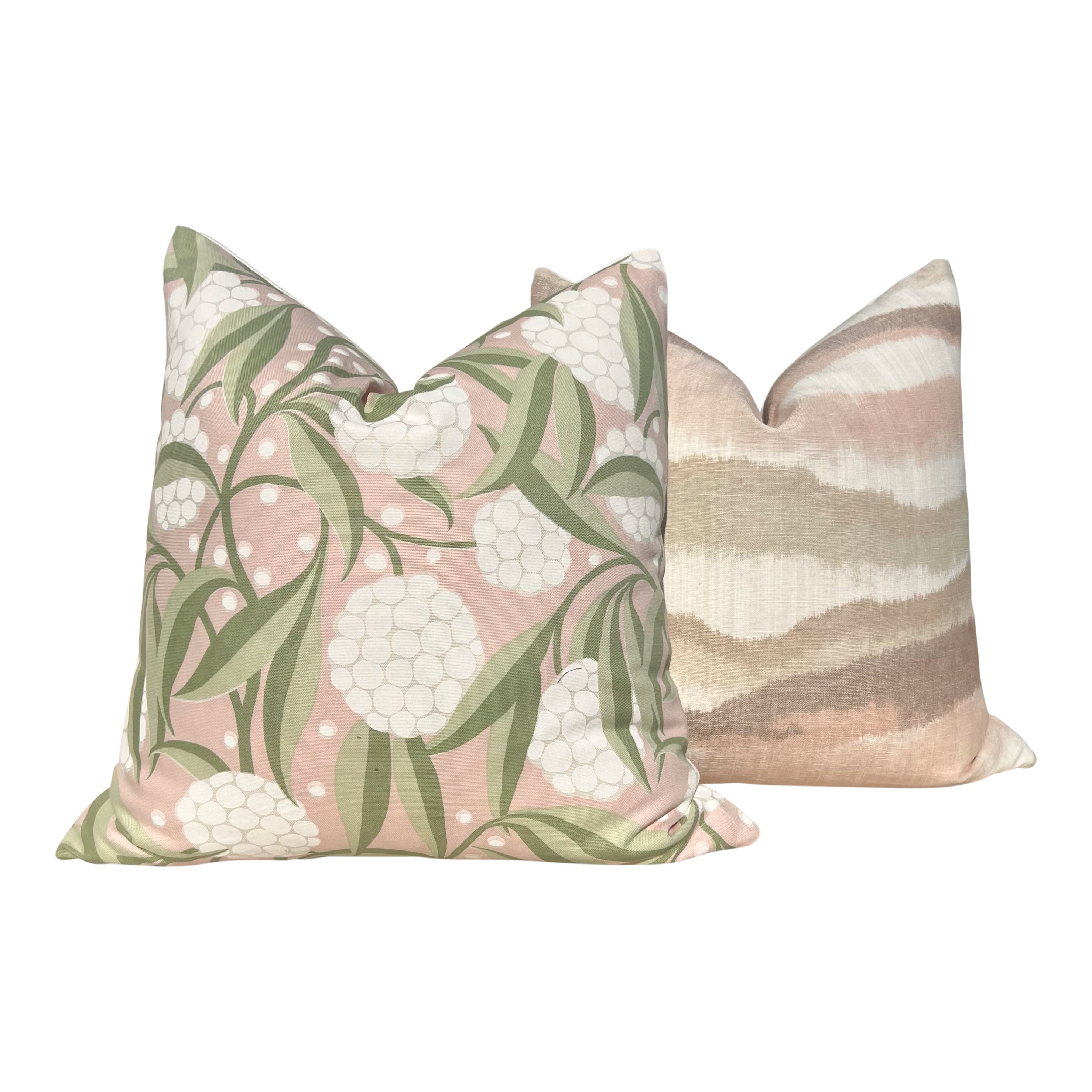 Schumacher Chandler Warp Linen  Pillow Blush, Beige