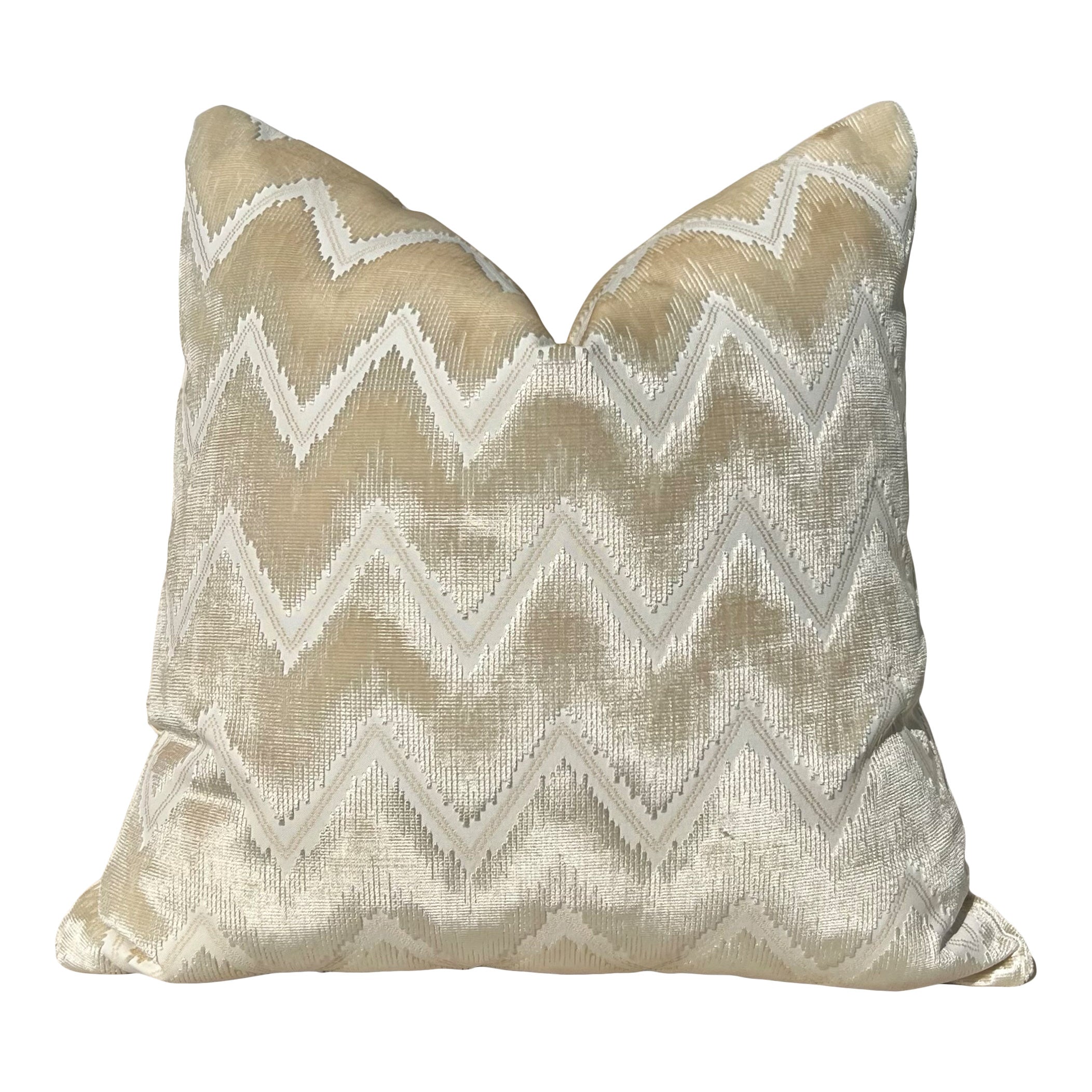 Schumacher Chevron Velvet Pillow in Champagne