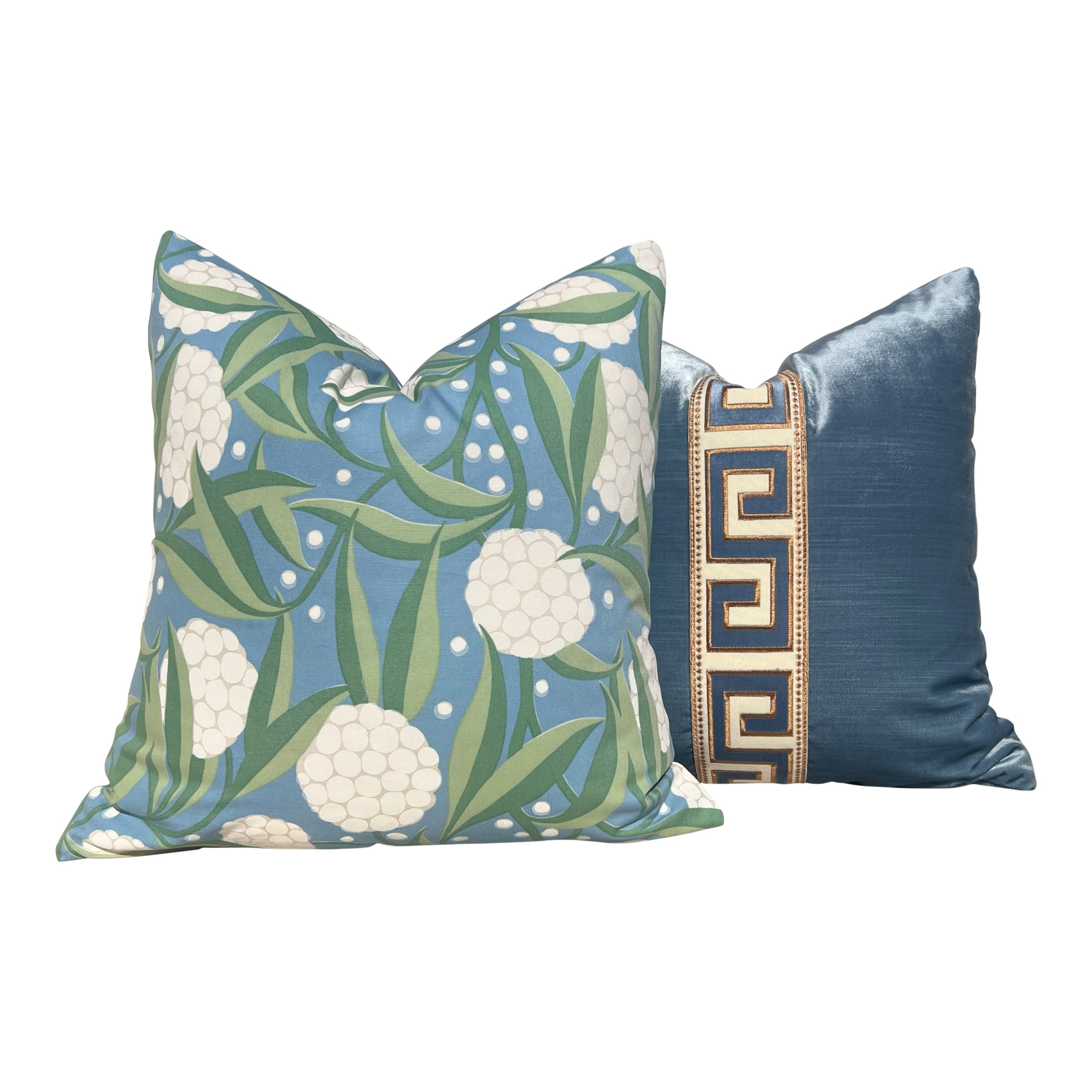 Schumacher Rubus Pillow in Blue and Green