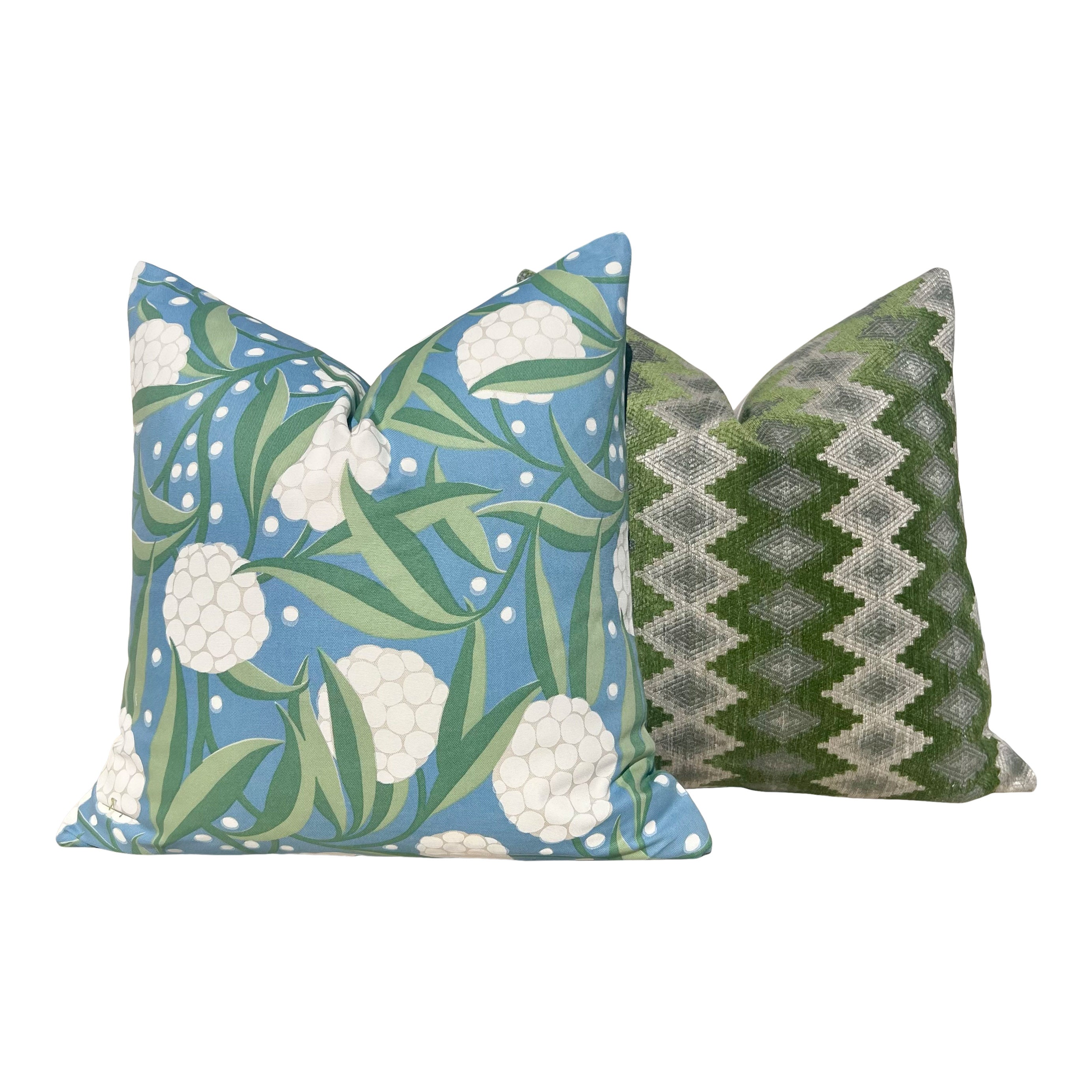Schumacher Rubus Pillow in Blue and Green
