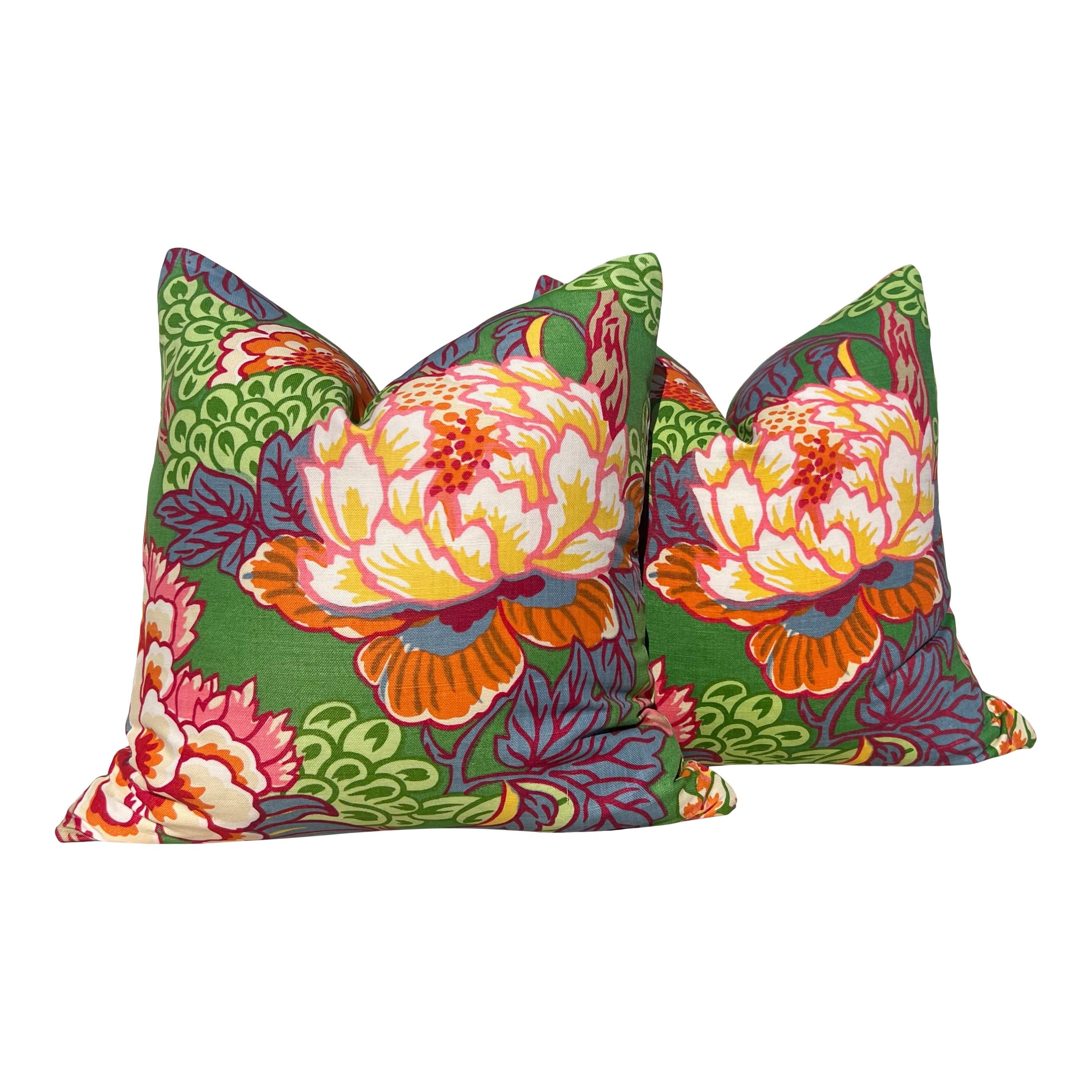 Thibaut Honshu Pillow in Green and Pink.