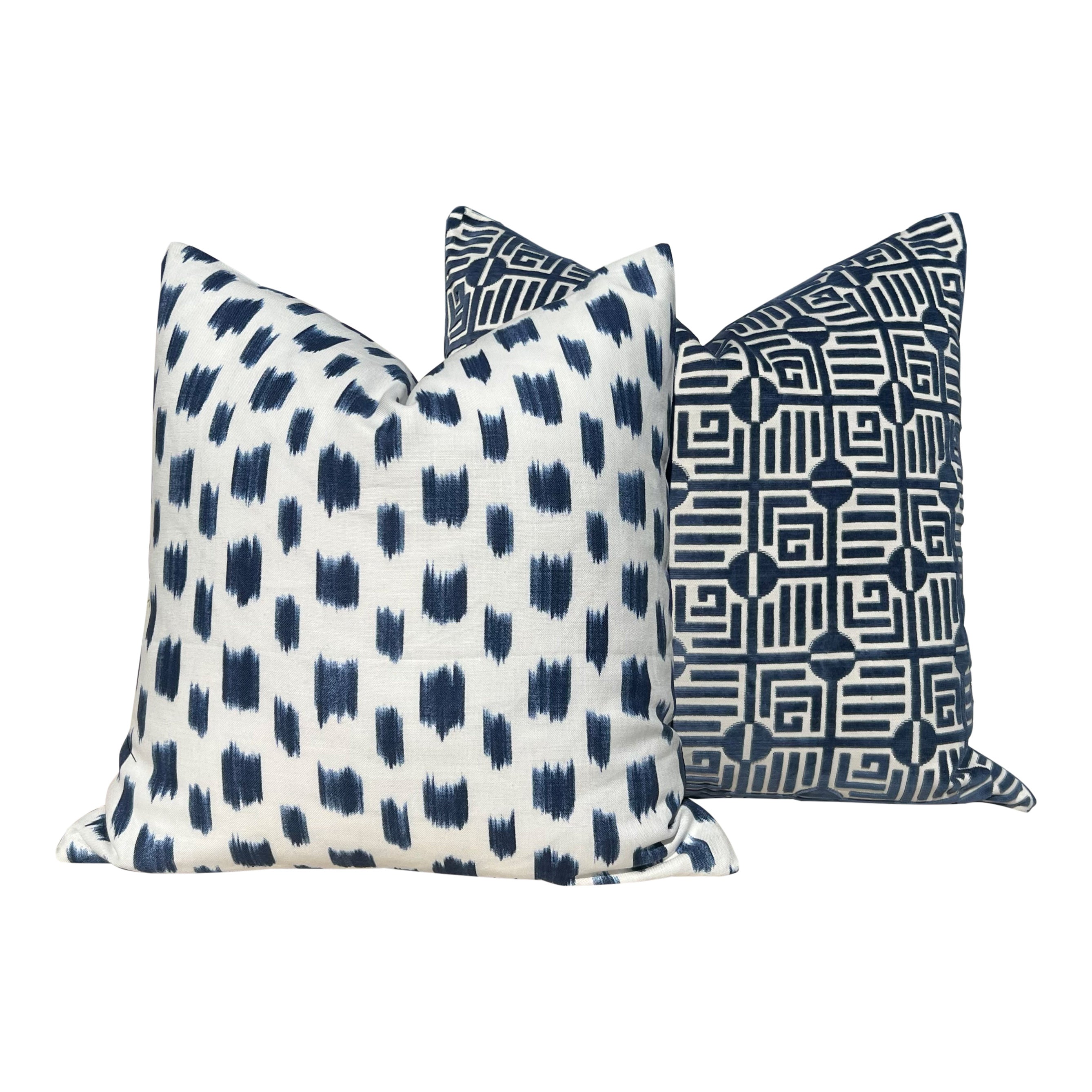 Thibaut Labyrinth Velvet Pillow - Navy