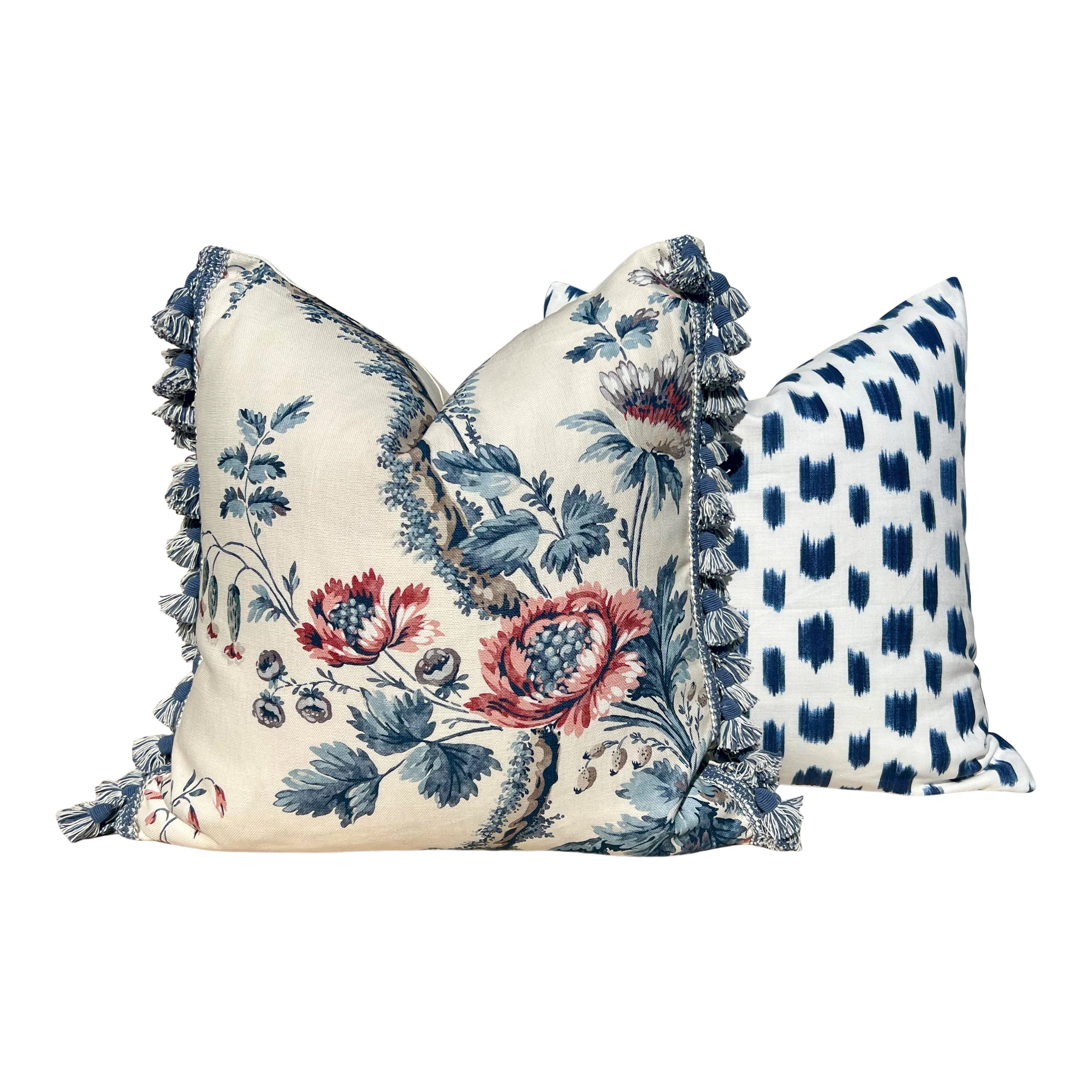 Schumacher Izmir Ikat Pillow - Blue, White