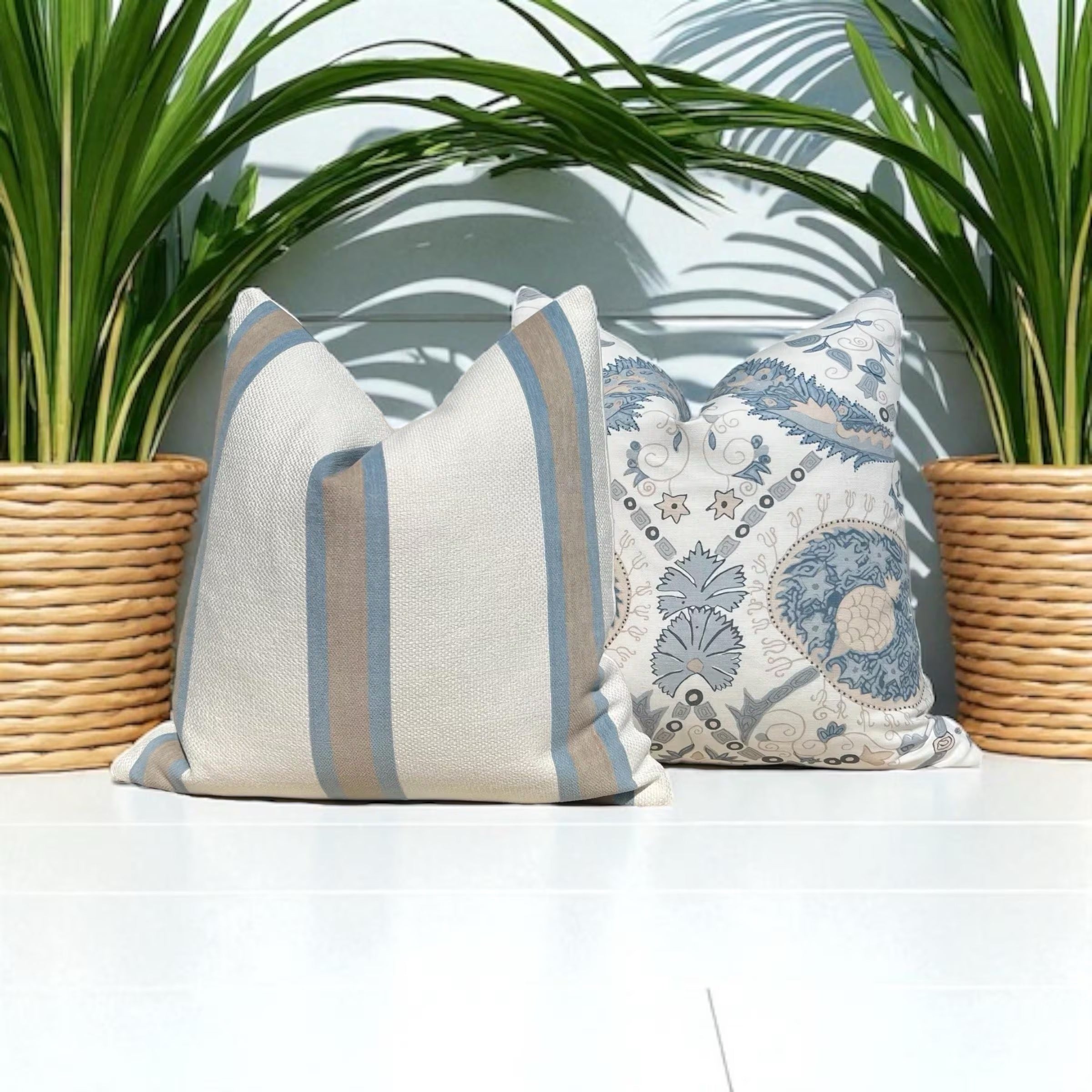 Sale!!!! Price is for 2 - 16"X16" Thibaut Abito Stripe Woven Pillow Covers - Powder Blue