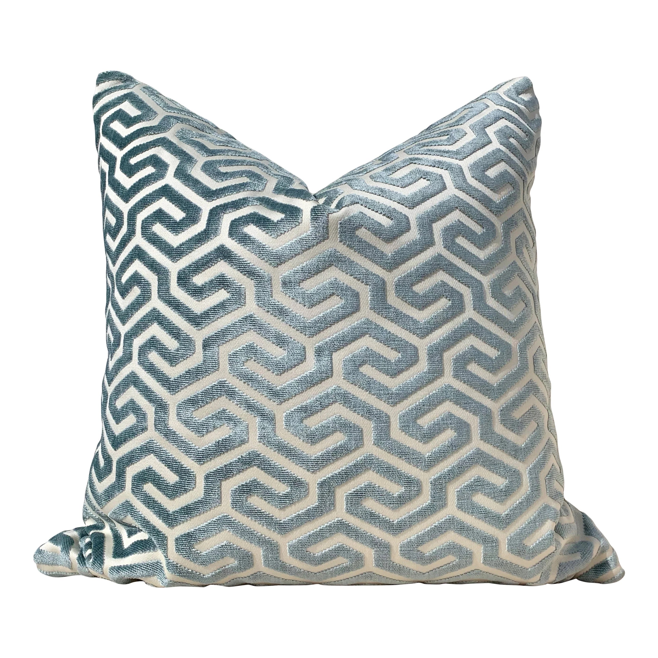 Sale!!!! Price is for 2 - 9"X20" Schumacher Ming Fret Velvet Pillow Covers - Mineral