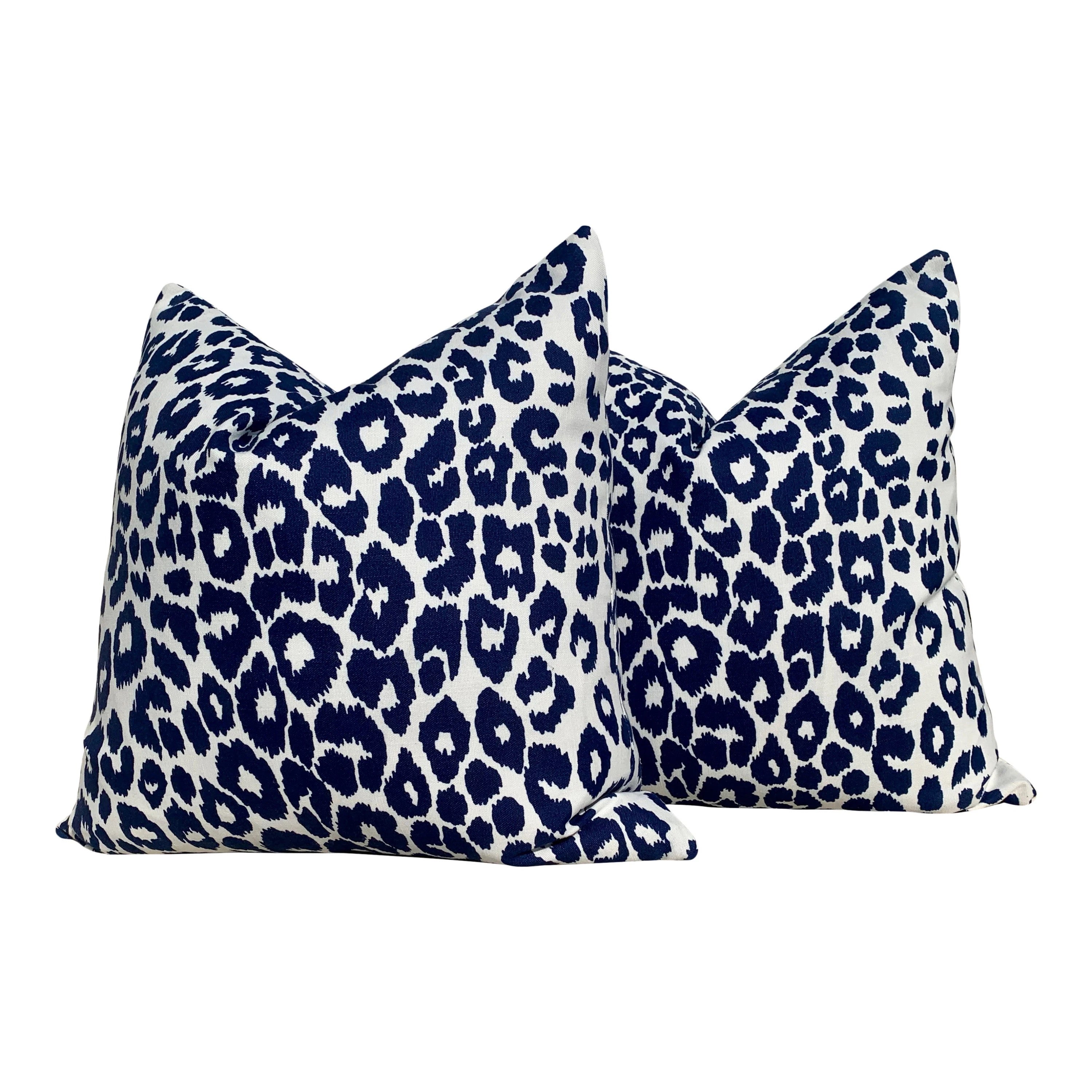 Sale!!! Price is for 2 - 10"X20" Schumacher Outdoor Iconic Leopard Double Sided Pillow Cover -  Navy Blue