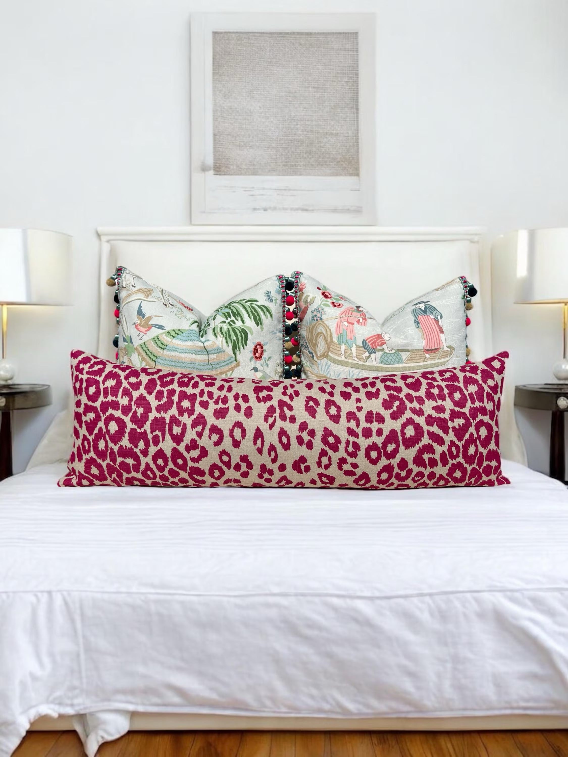 Sale!!!!!! 1 Ready to Ship 12"X36" Schumacher Iconic Leopard Pillow in Fuchsia.