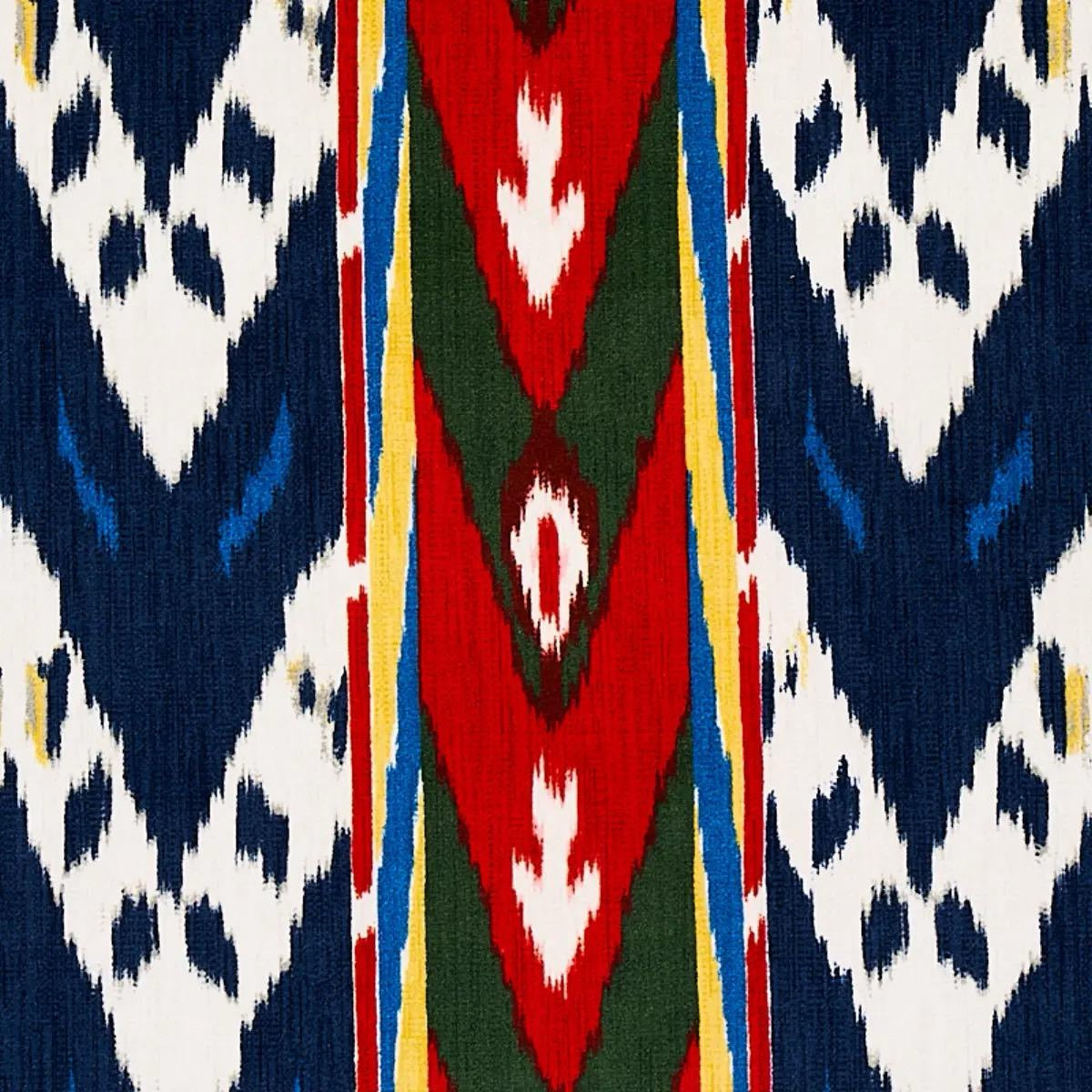 Schumacher Samar Ikat Velvet Pillow- Blue,Red
