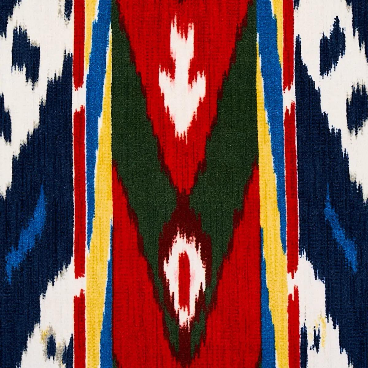 Schumacher Samar Ikat Velvet Pillow- Blue,Red