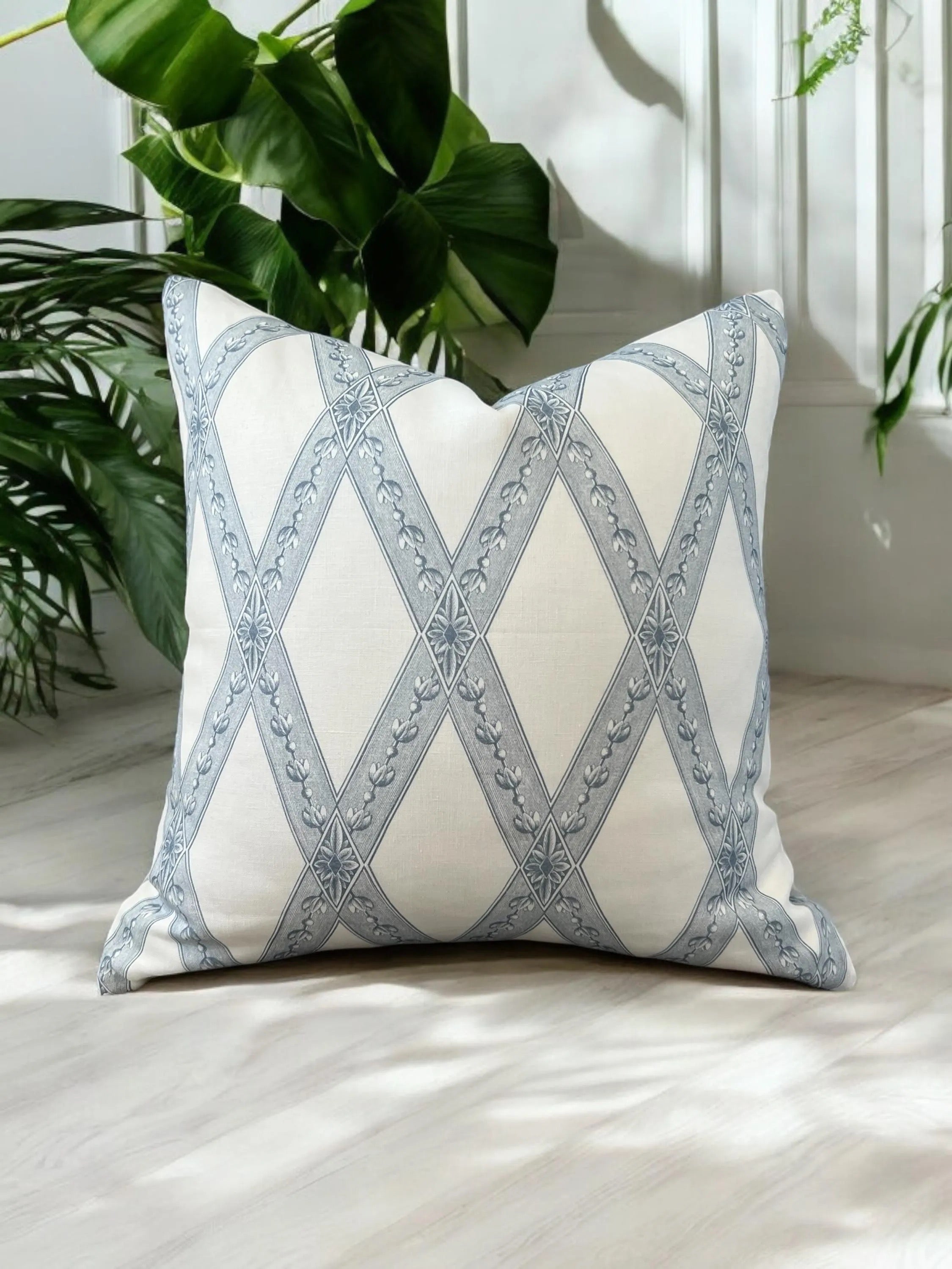 Schumacher Les Losanges Toile Pillow - Sky Blue