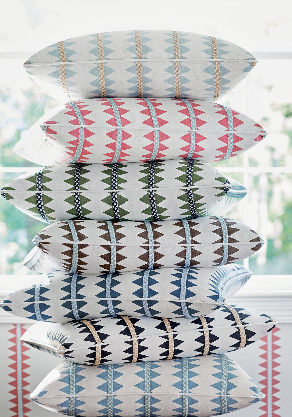 Thibaut Reno Stripe Embroidered Pillow in Black and Gold.